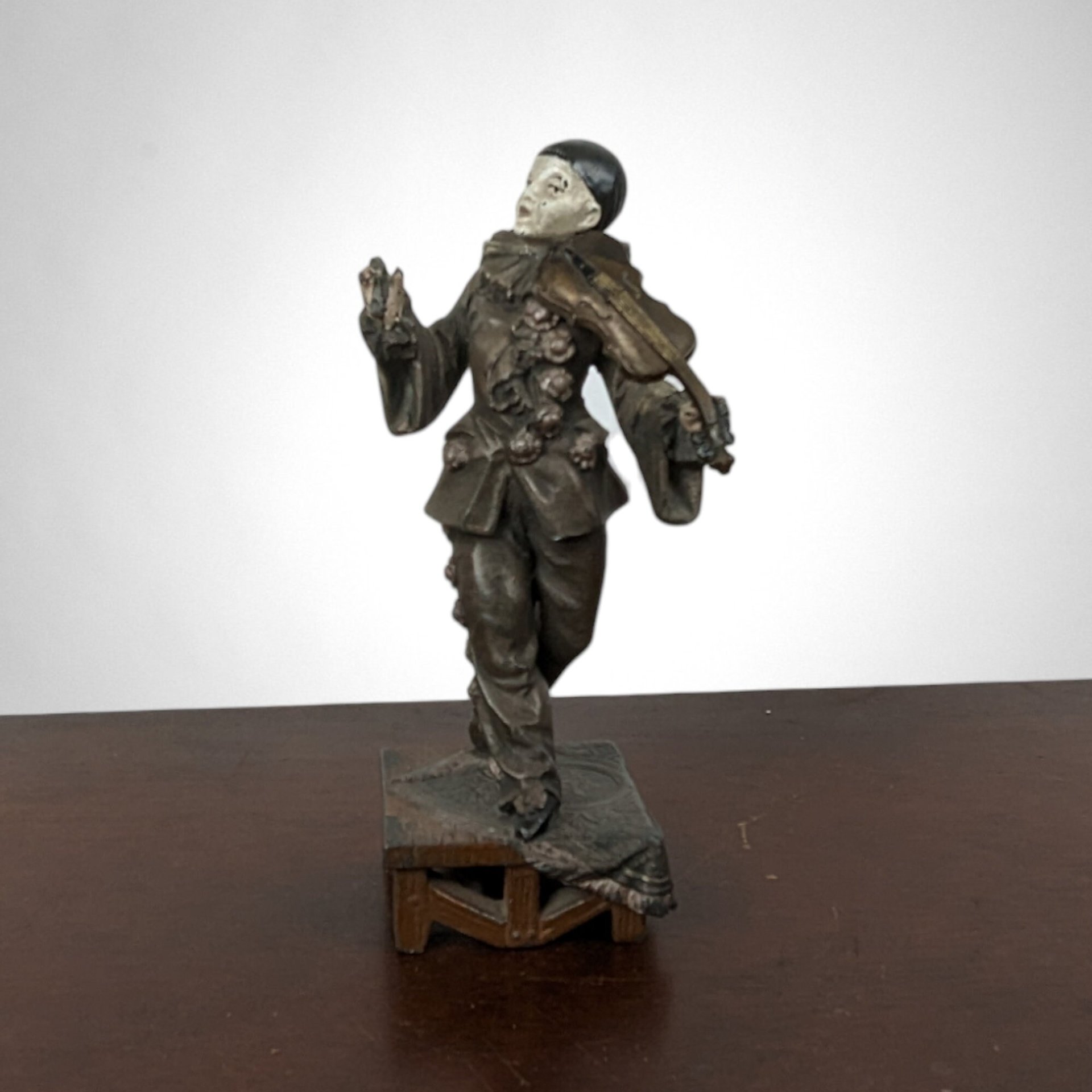 Charming Antique Metal Pierrot Clown Sculpture/Figurine
