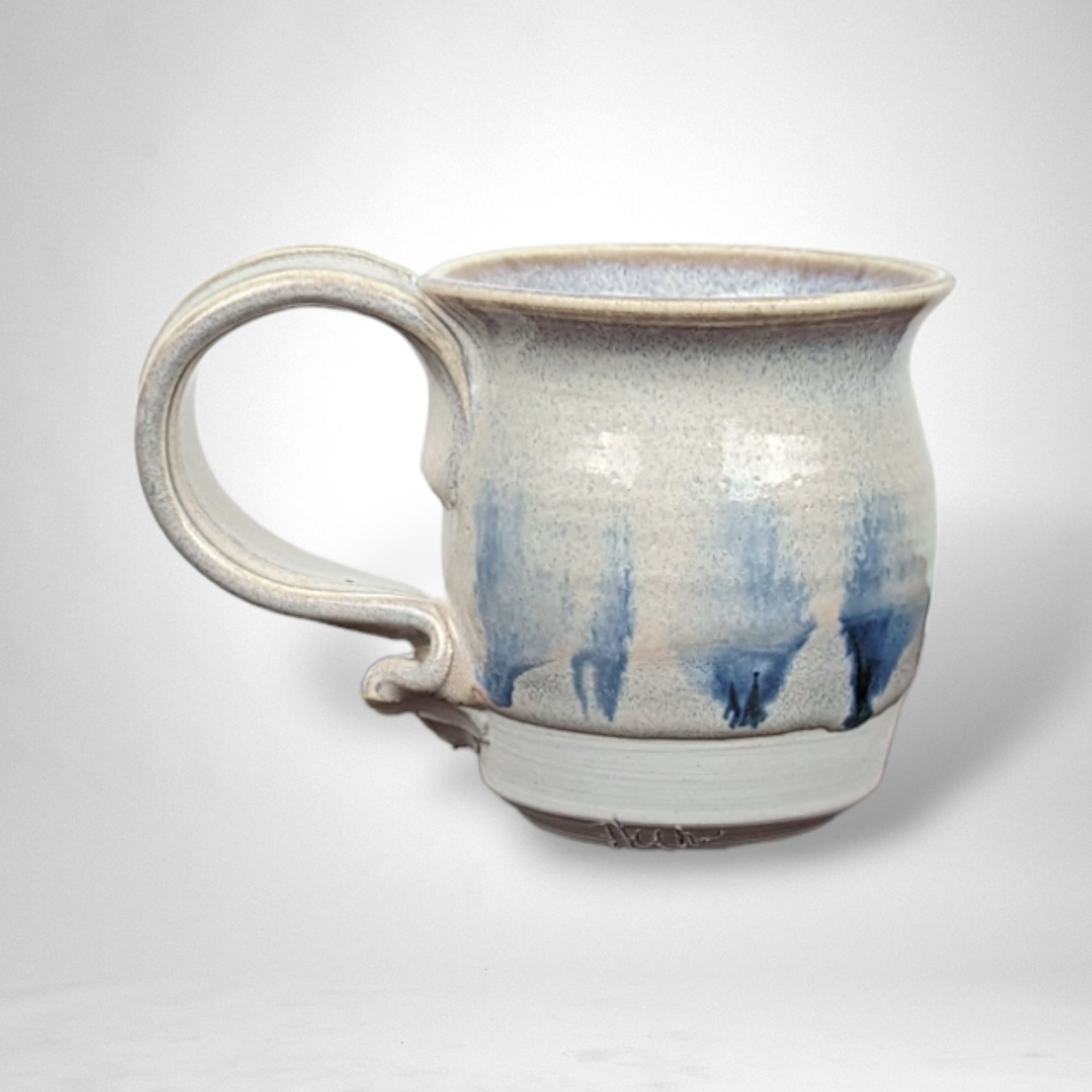Handmade Pottery Mug | Signed Pottery Mug | Gray and Blue Mug | Ceramic Coffee Mug | Tea Mug | Unique Gift