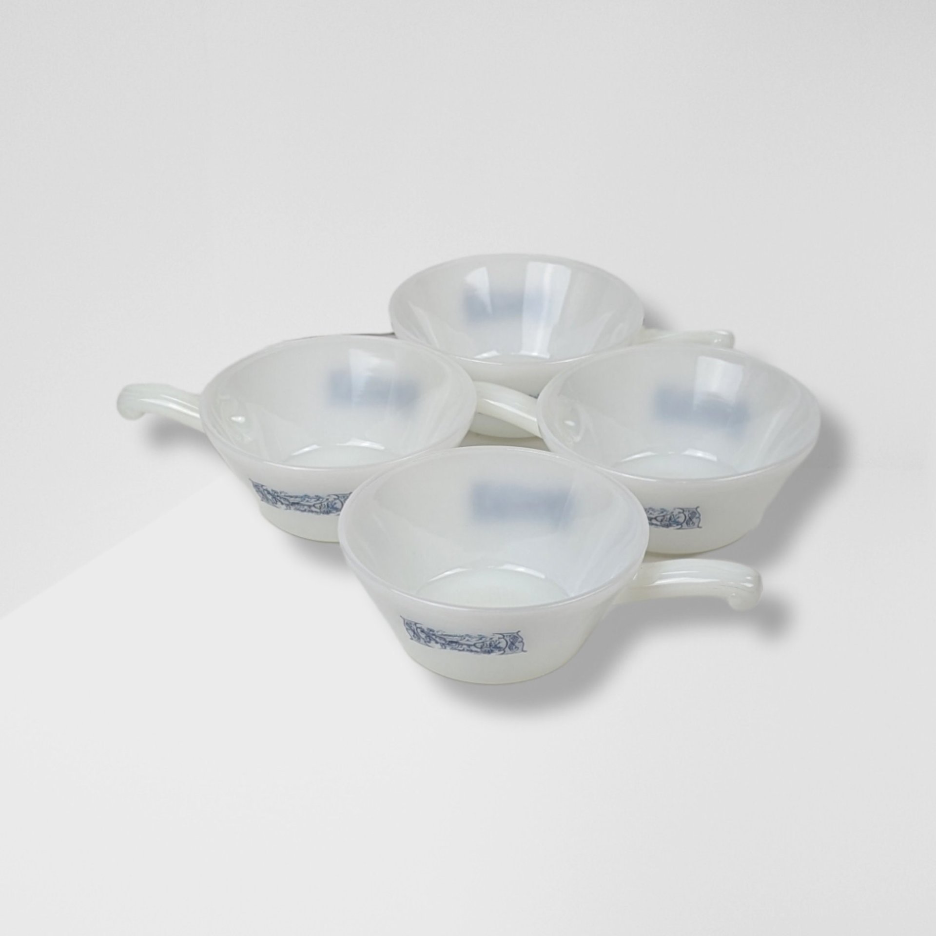 Set of 4 Royal Currier and Ives White and Blue Chili Bowls