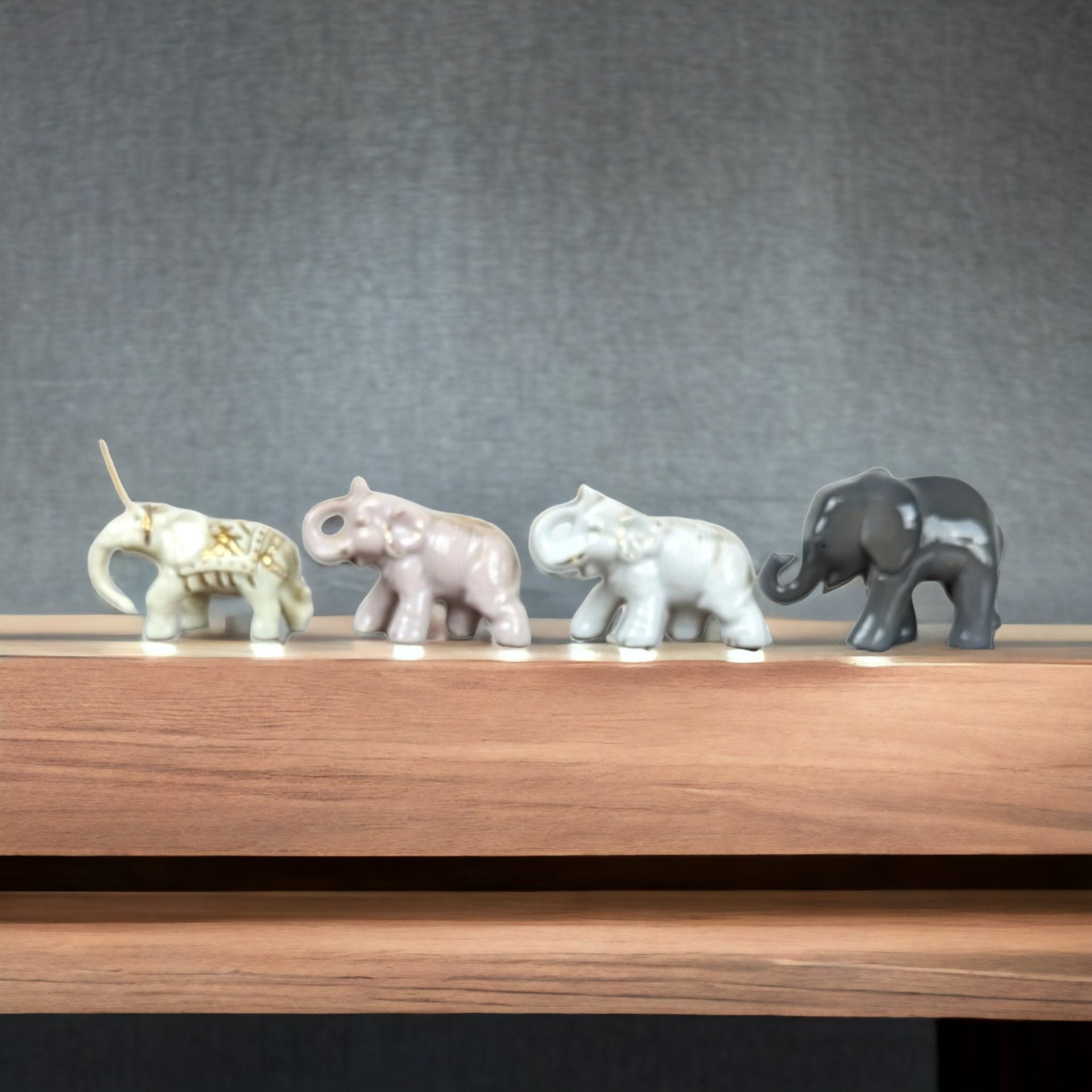 Vintage Ceramic Elephant Figurines, Set of 4, Elephant Collectibles, Mid Century Modern Decor, Animal Figurines, Home Decor, Unique Gift
