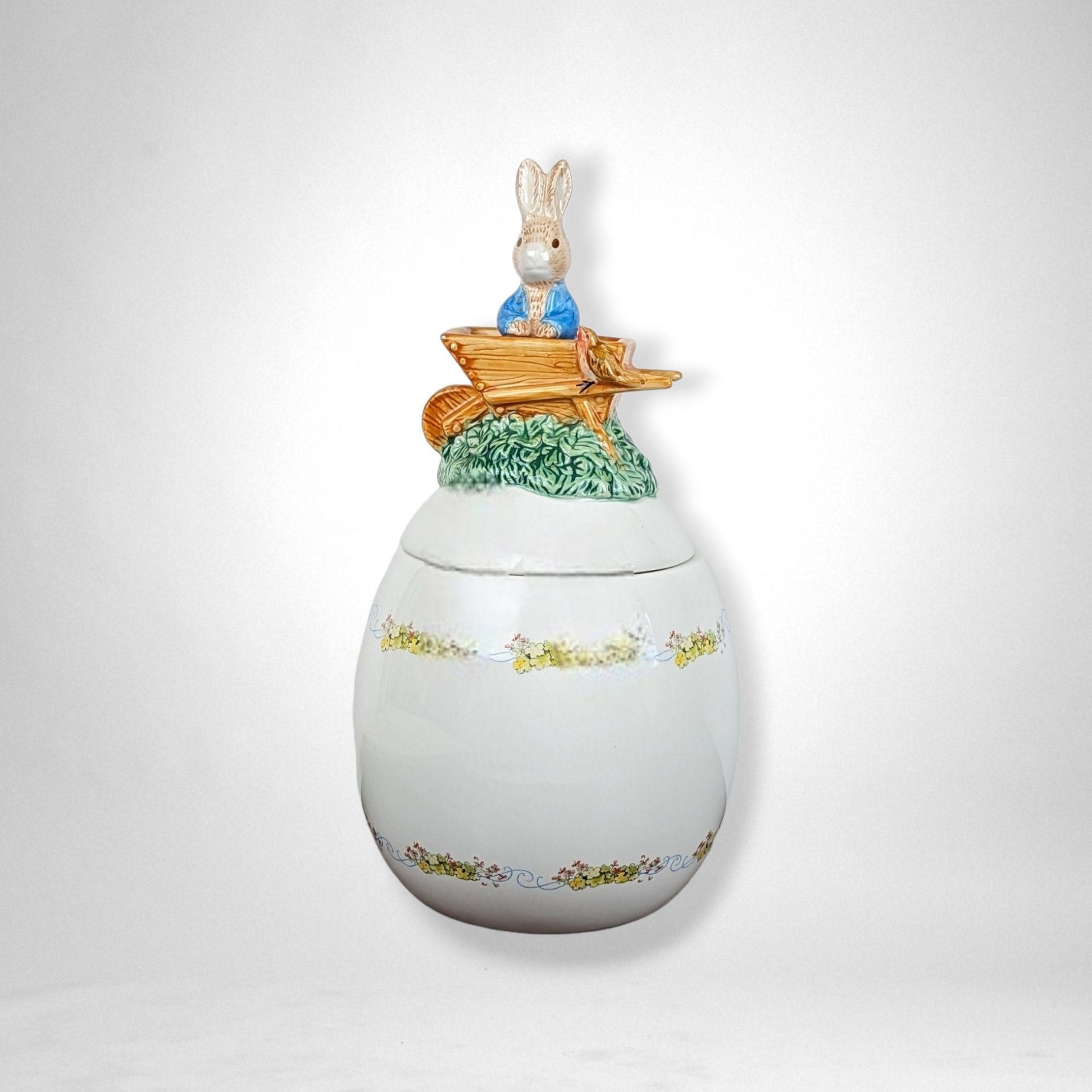2003 FTD Peter Rabbit Covered Egg Shaped Planter - Charming Collectible
