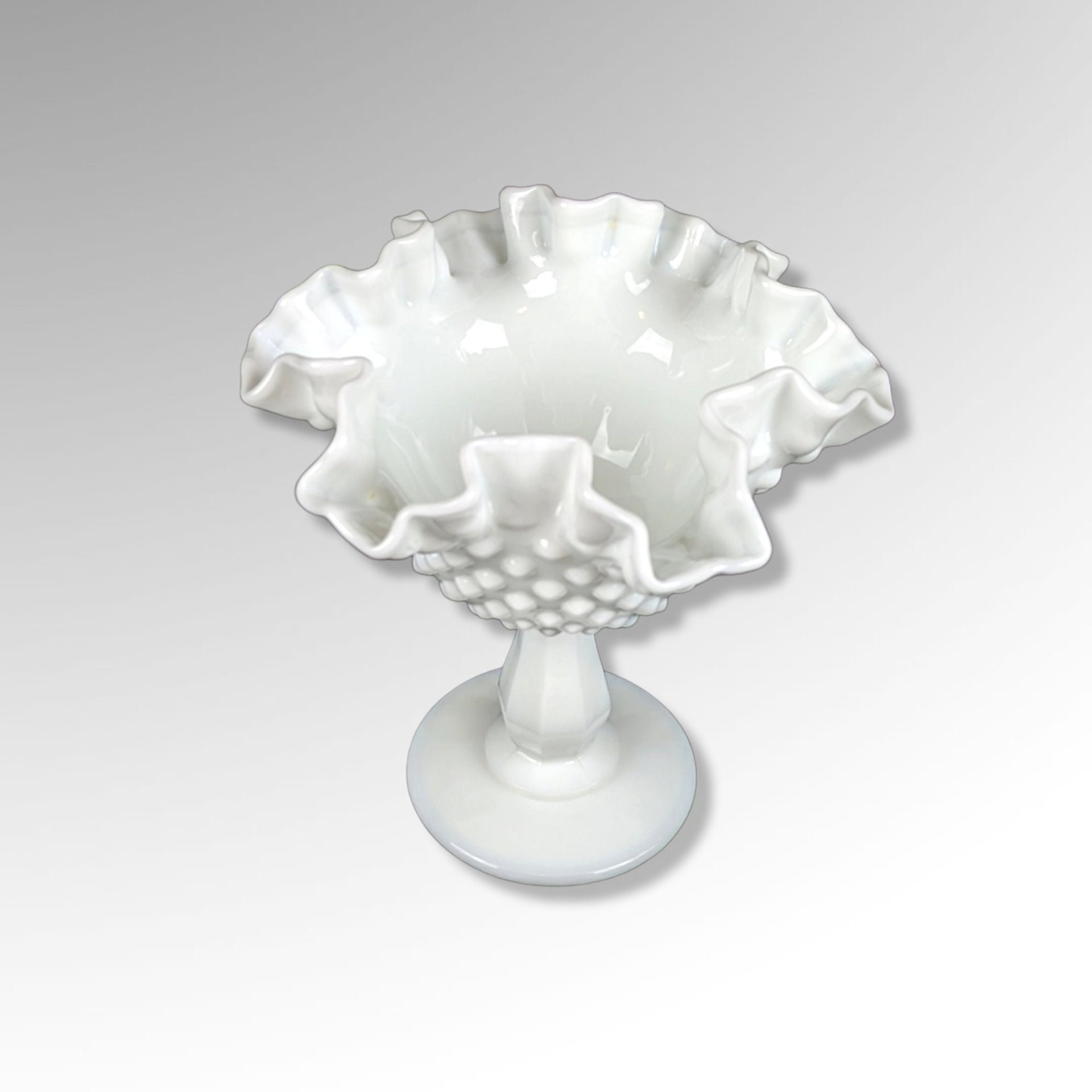 Vintage Fenton Hobnail Milk Glass Compote - Timeless Elegance in White