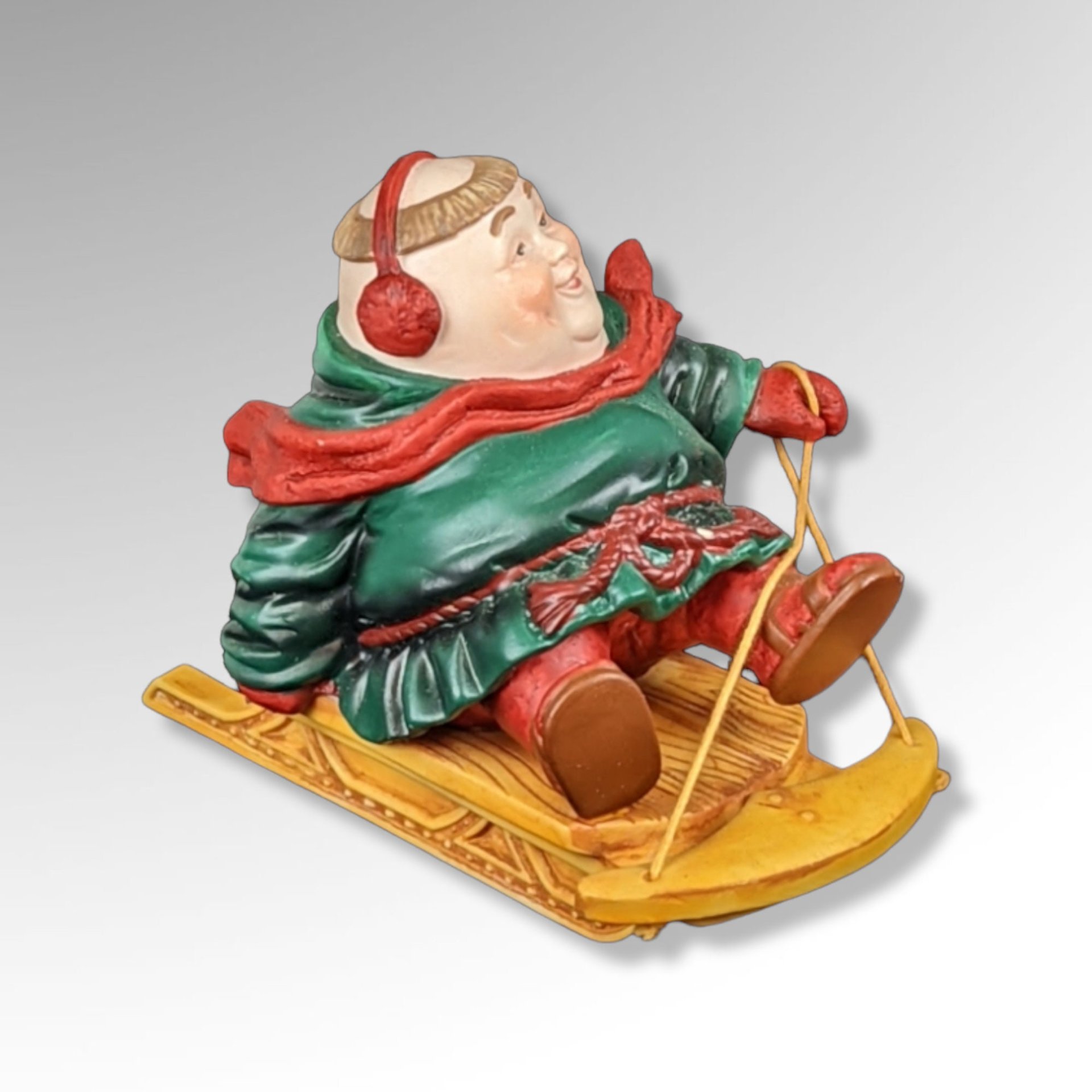 1990s Dept. 56 Merrymaker 'Solomon the Sledder' Figurine - Vintage Holiday Collectible