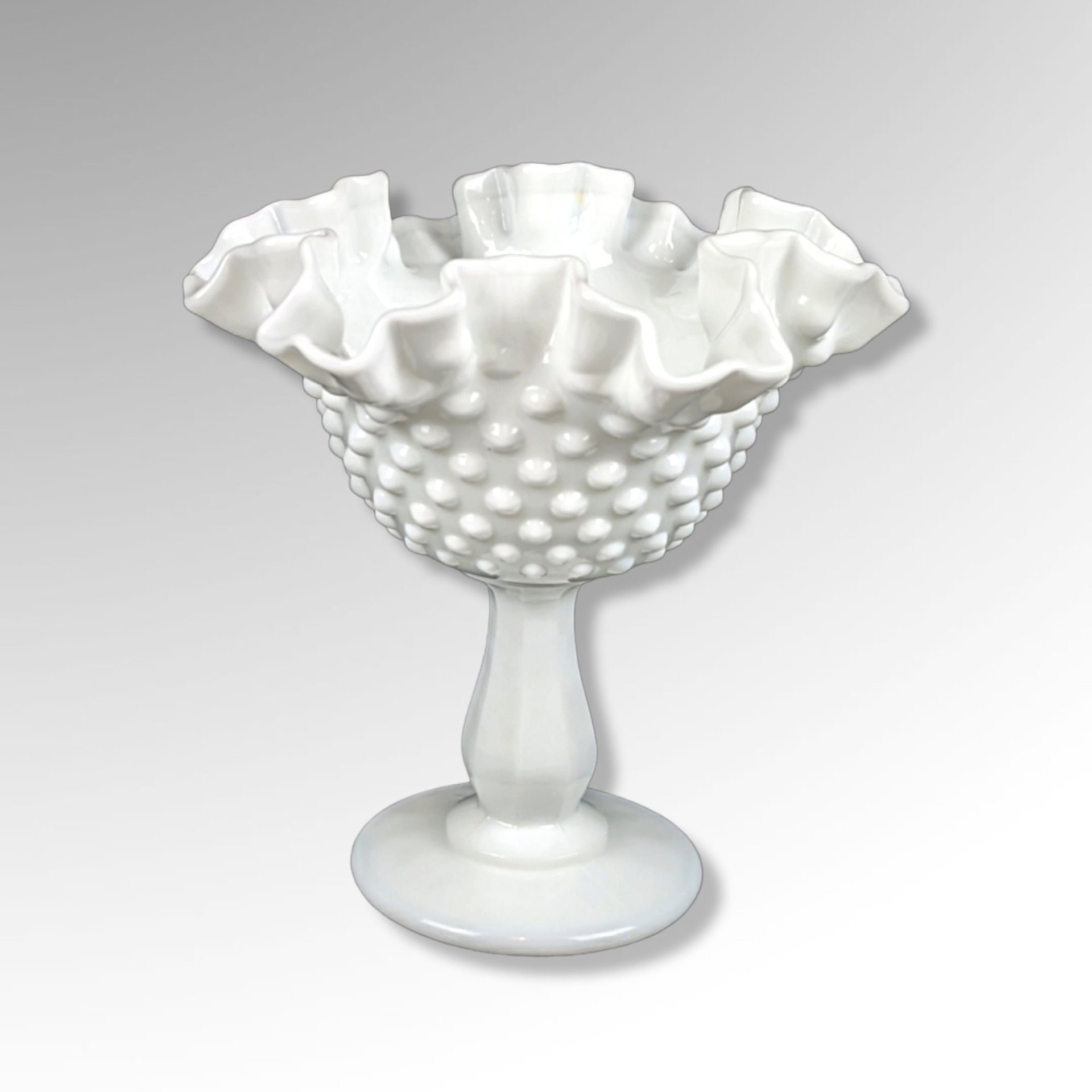 Vintage Fenton Hobnail Milk Glass Compote - Timeless Elegance in White