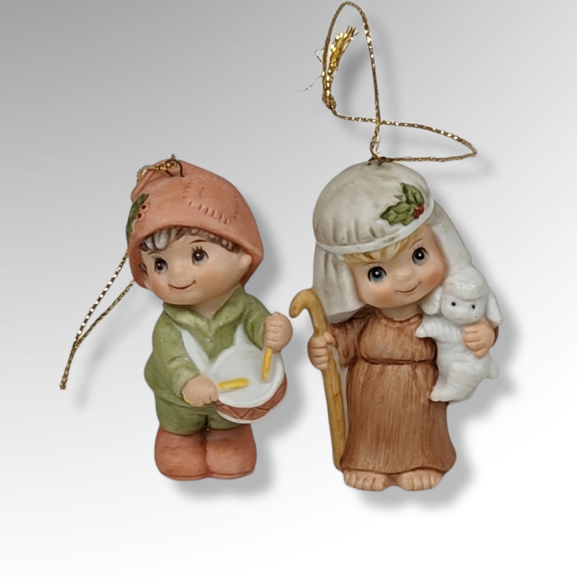 Pair of 1984 Gorham Little Shepard and Drummer Boy Ornaments