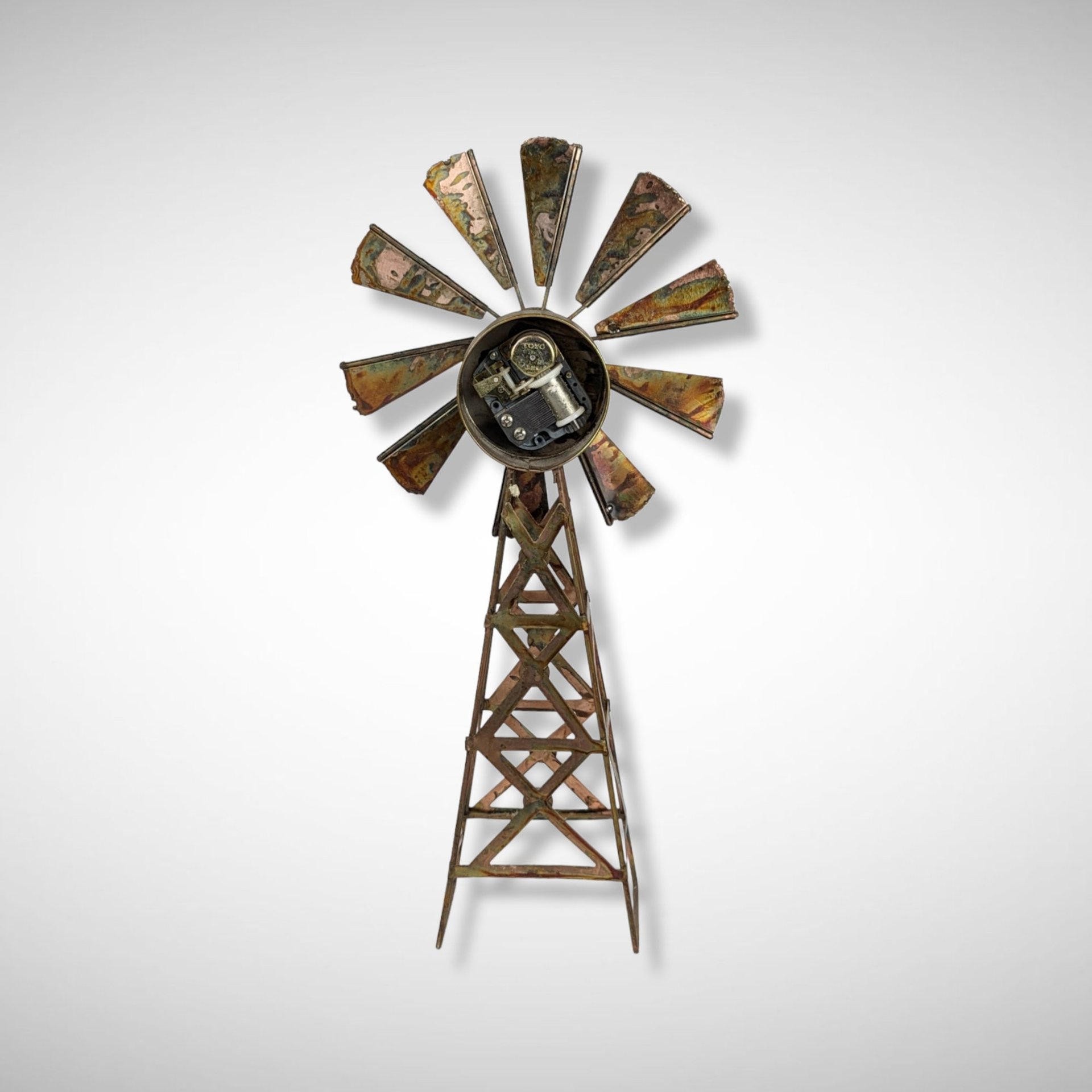 Vintage Metal Windmill Music Box