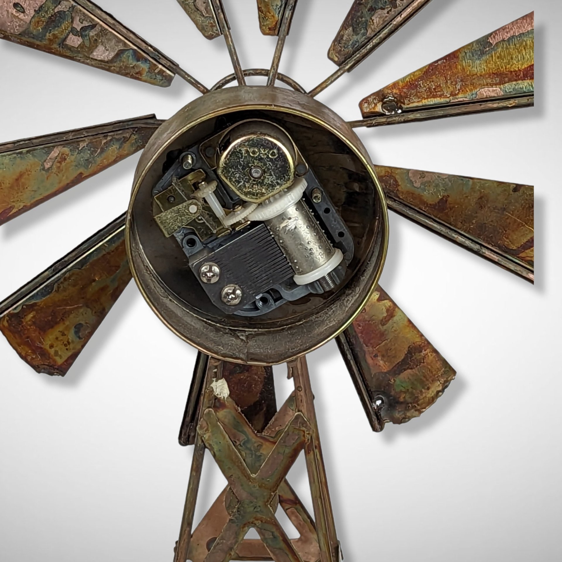 Vintage Metal Windmill Music Box