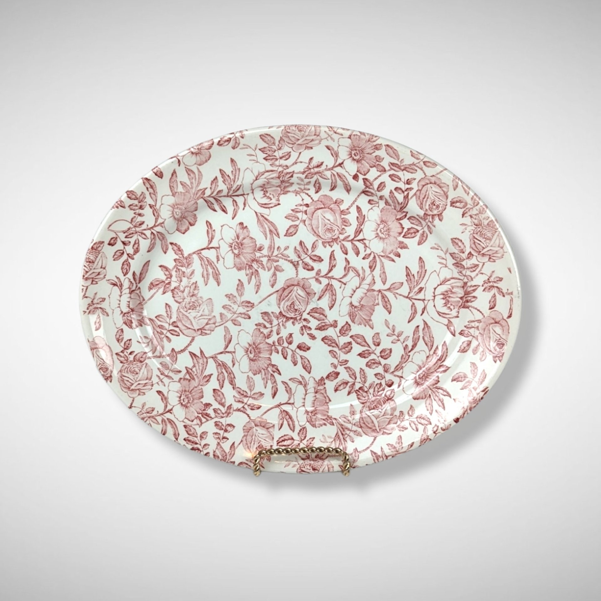 Churchill Pink Peony 12" Oval Serving Platter