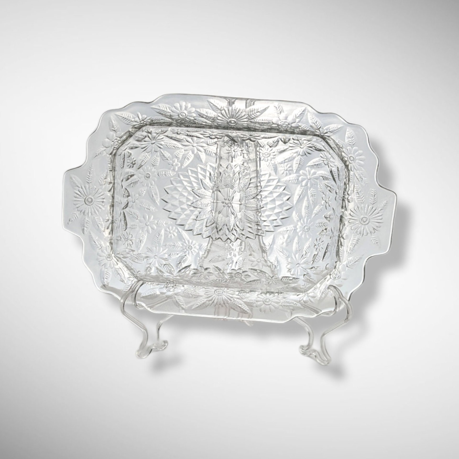 Vintage Indiana Glass Pineapple & Floral Oval Serving Bowl (10")
