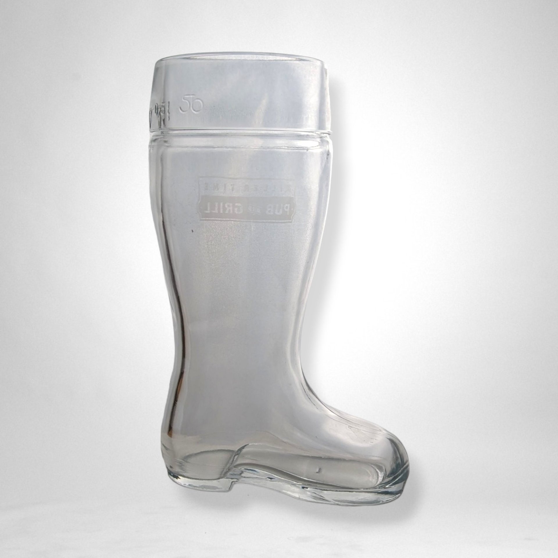Miller Time Pub and Grill Clear Glass Boot-Shaped Mug - Unique Beer Glassware
