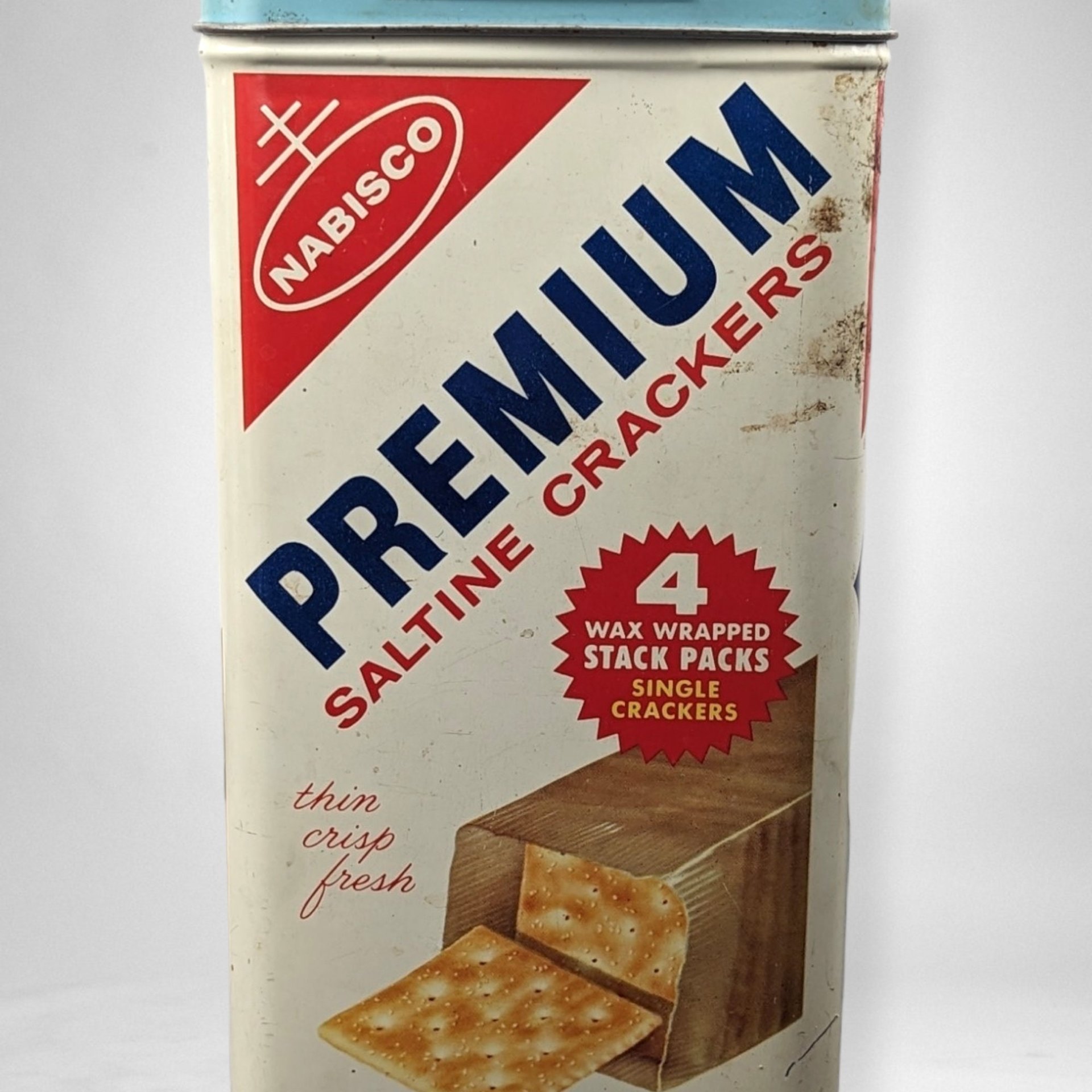 Vintage Nabisco Premium Saltine Crackers Tin - Retro Kitchen Collectible