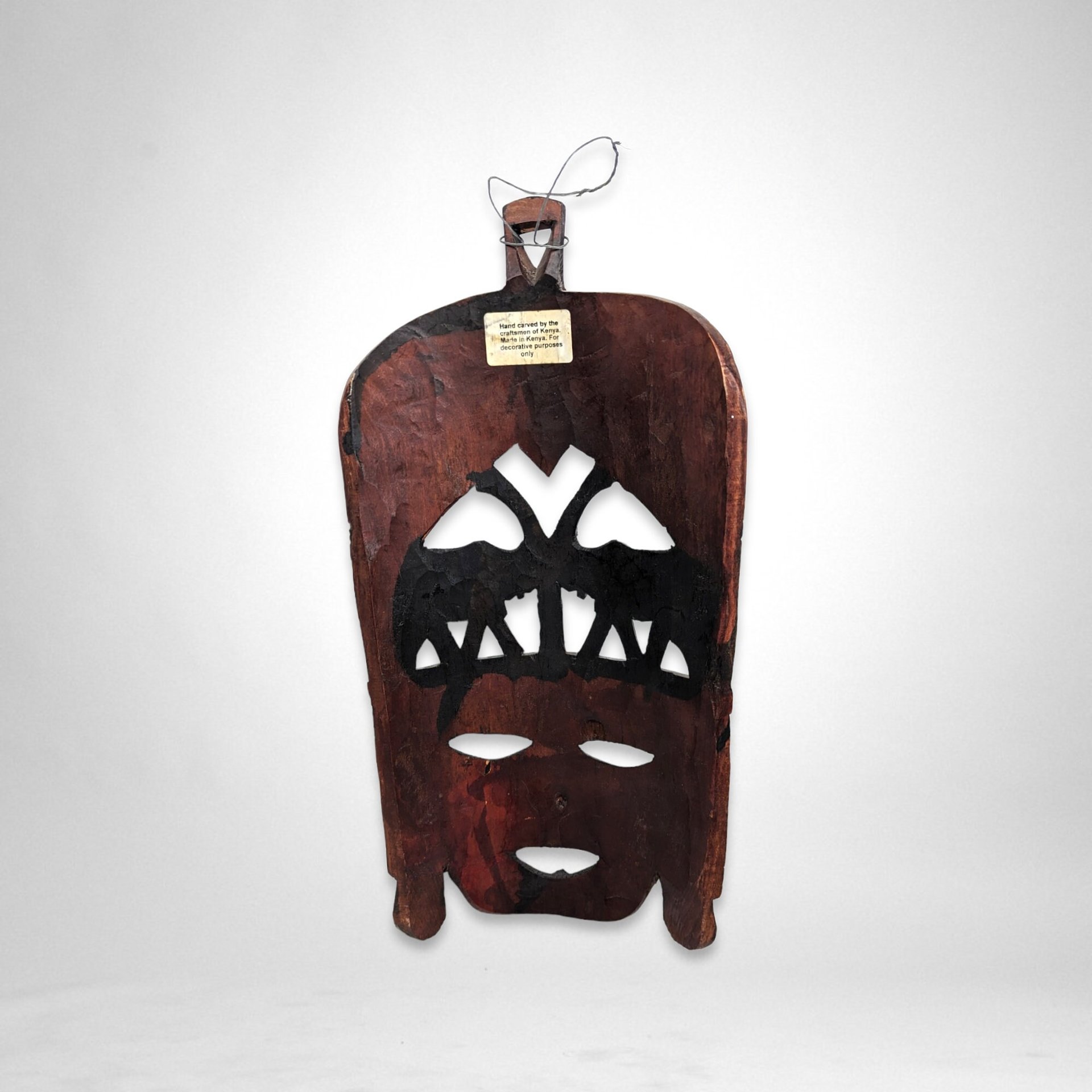 Hand-Carved Kenyan Tribal Mask Wall Art - African Craftsmanship