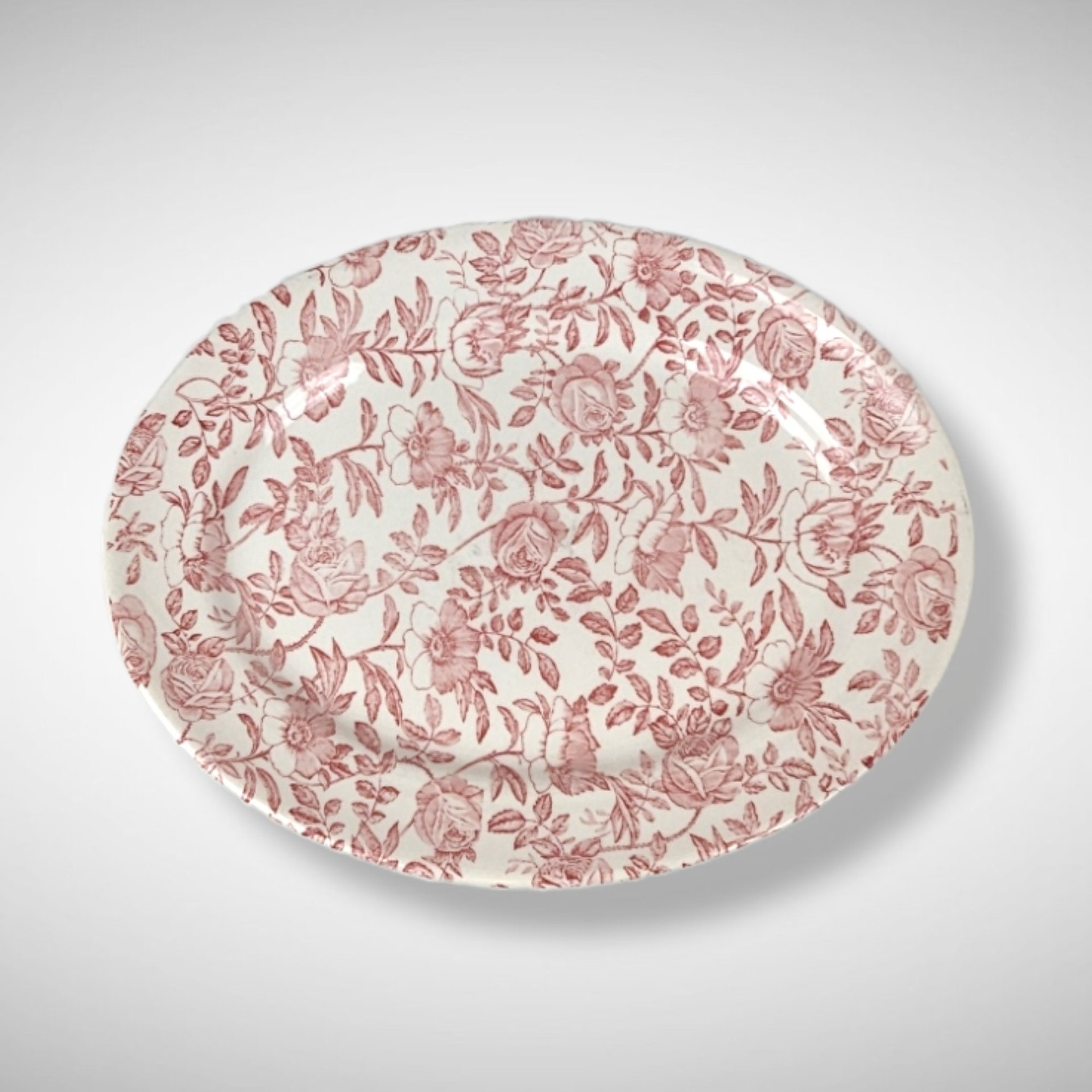 Churchill Pink Peony 12" Oval Serving Platter