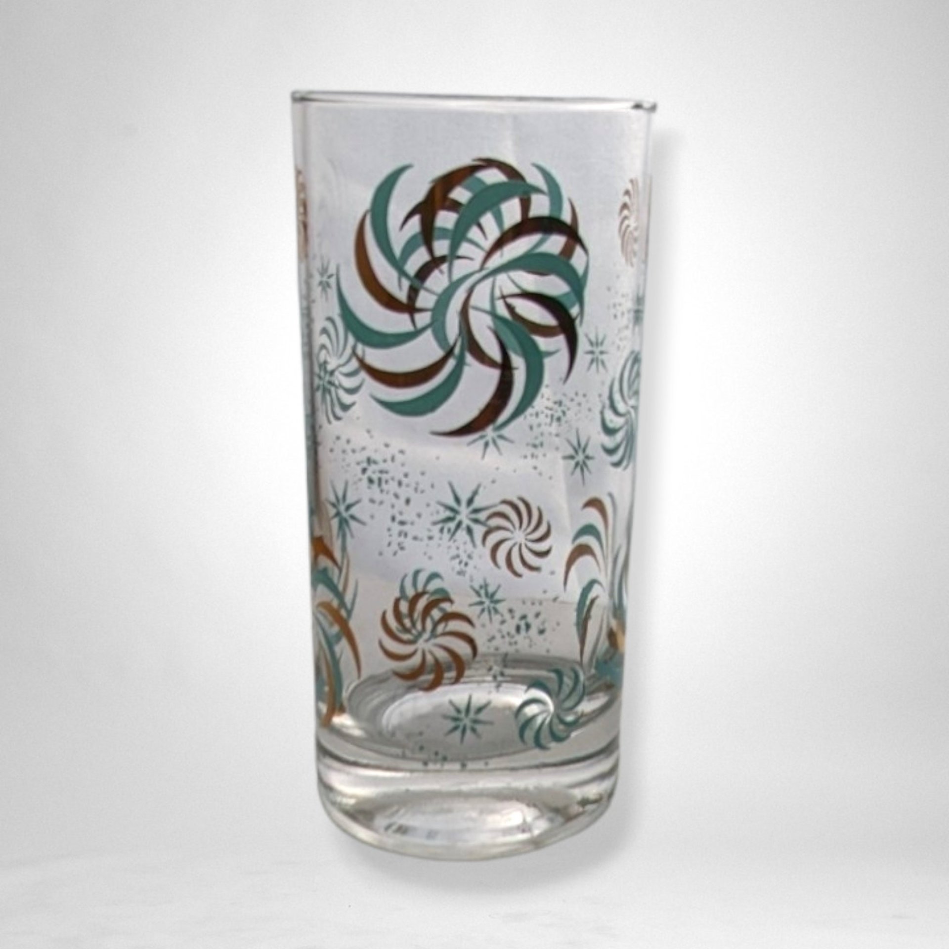 Set of 6 Vintage Glass Tumblers with Pinwheel Design