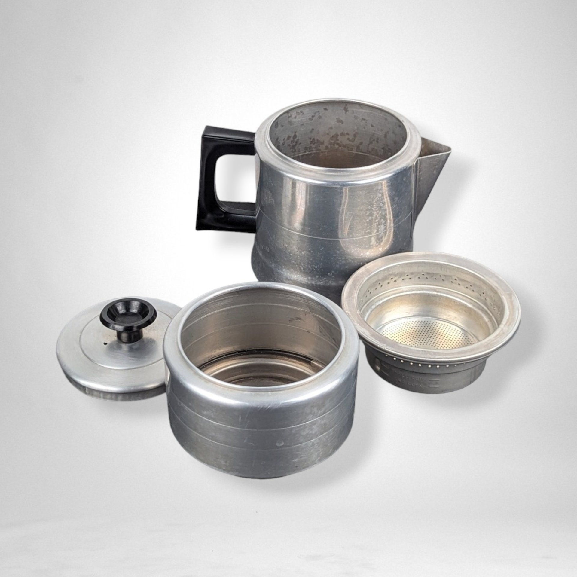 Vintage Comet 4 Piece Aluminum Coffee Pot: Brew Your Perfect Cup