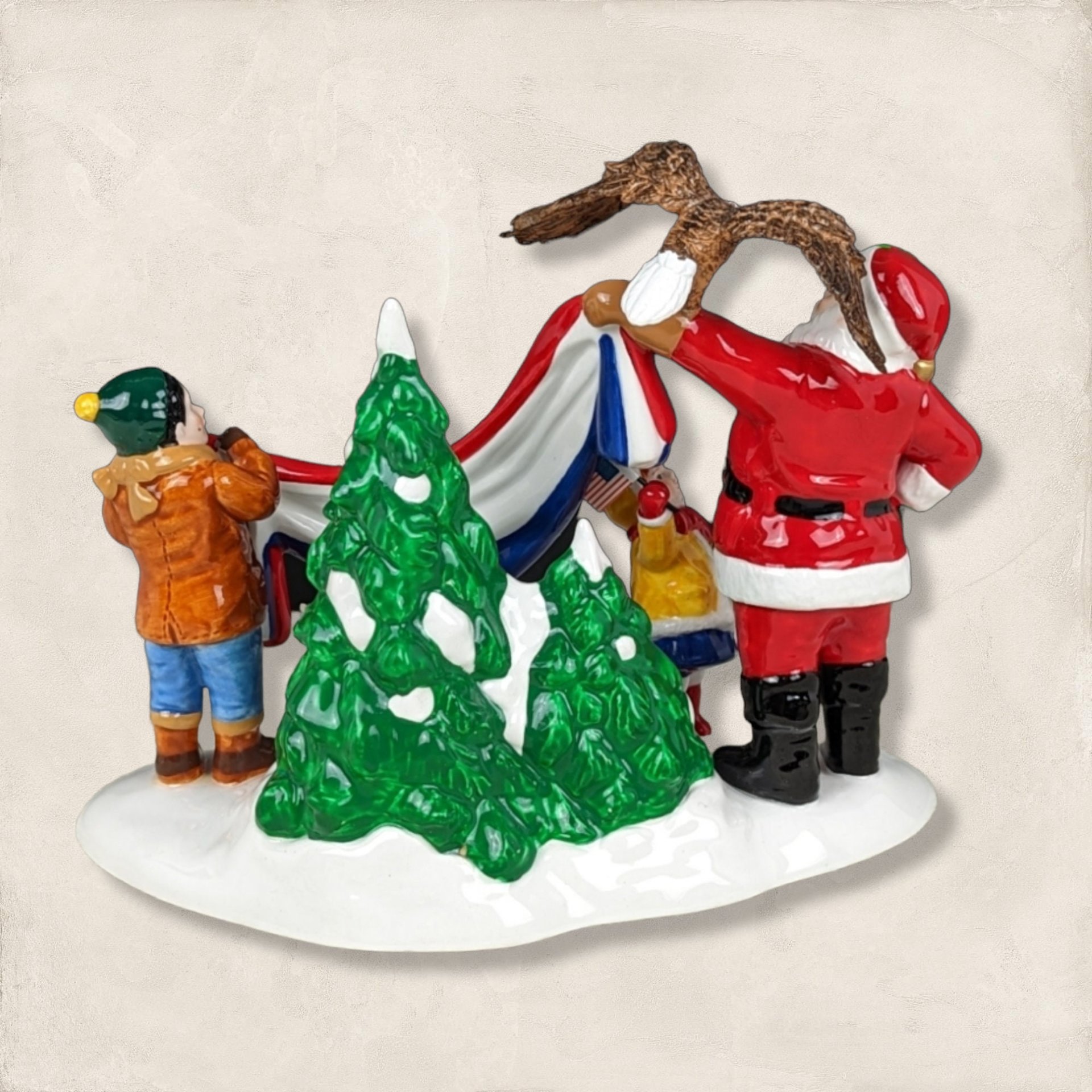 Dept. 56 2003 "Santa Comes to Town" Figurine | Christmas Village | Patriotic Santa with Eagle | Excellent Condition with Box