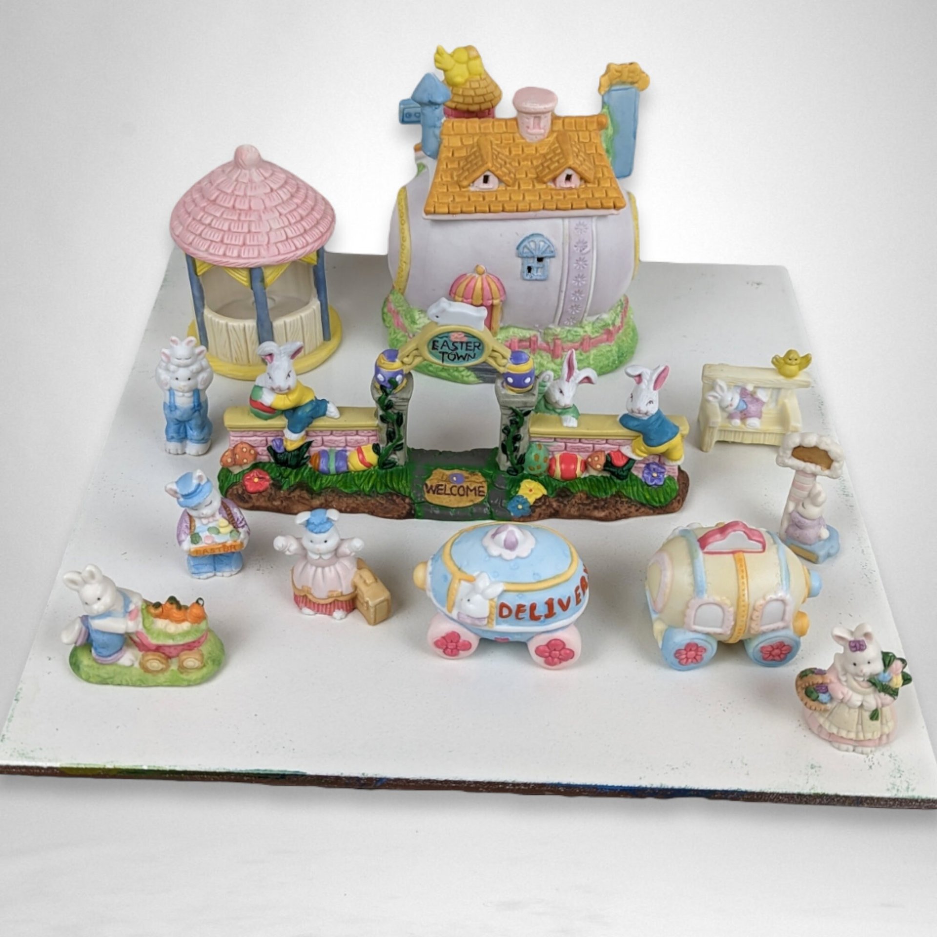 Easter Town Village Set - 12-Piece Ceramic Collection