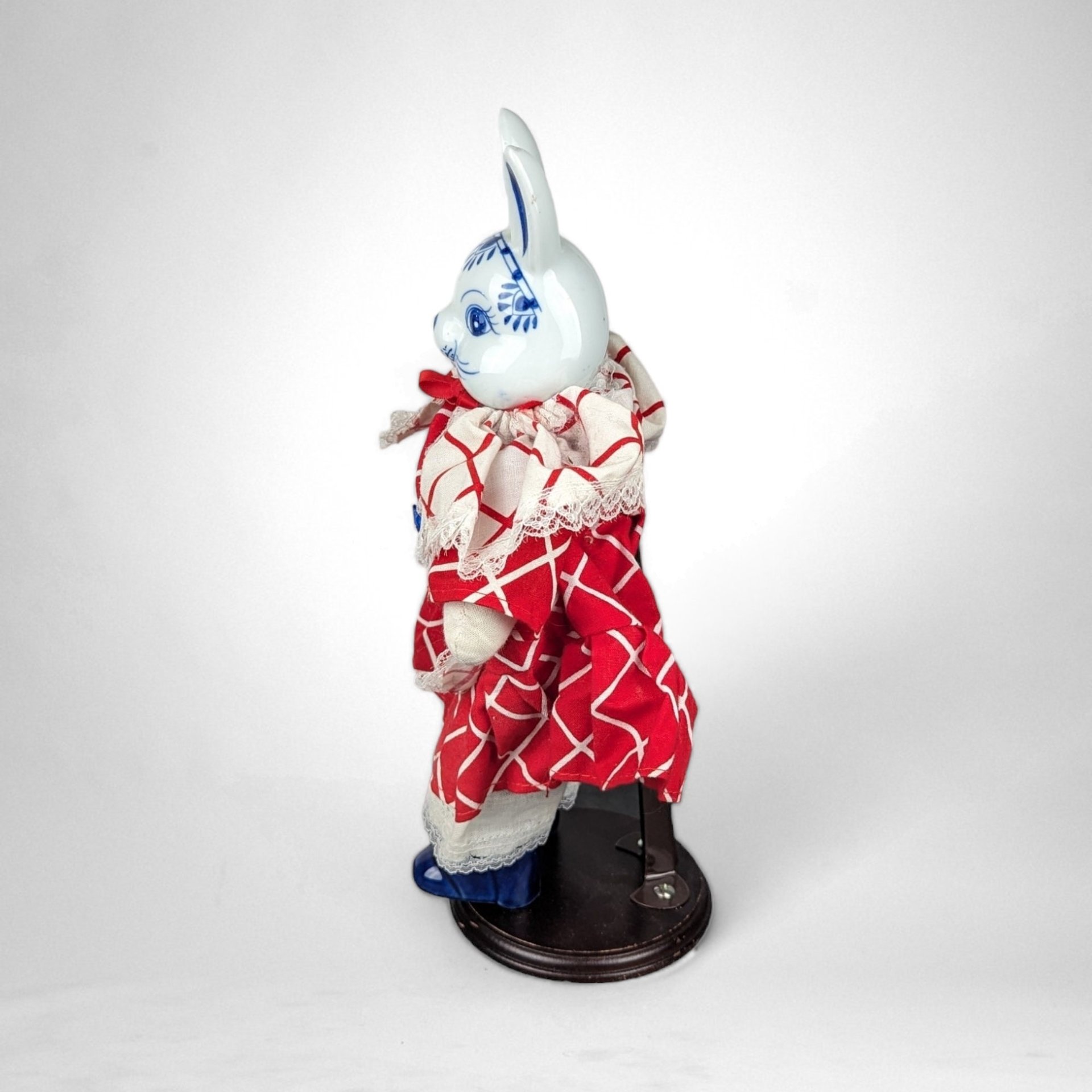 Vintage Unique Blue and White Rabbit 12" Porcelain Doll
