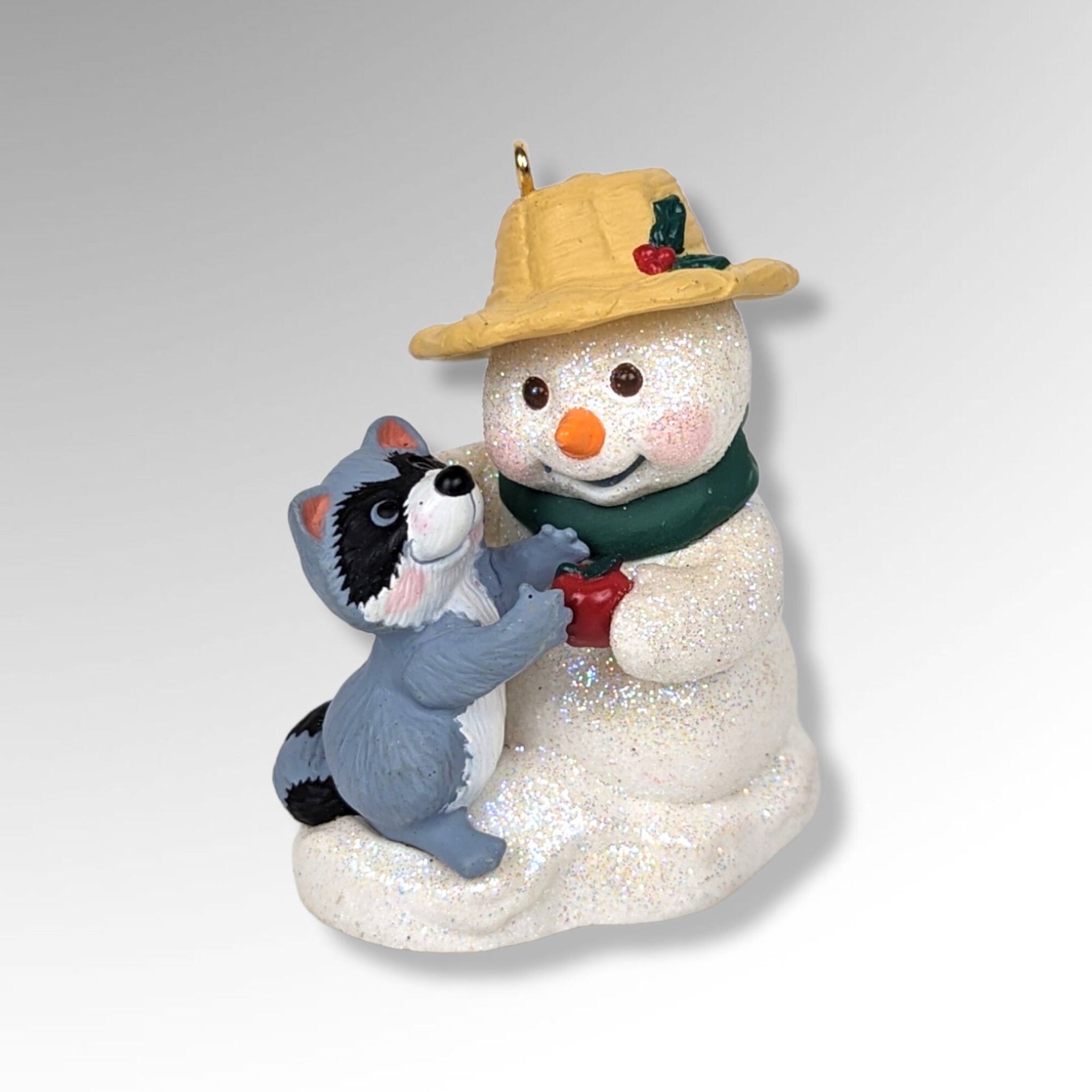 Hallmark Keepsake 2001 Snowman & Raccoon Ornament