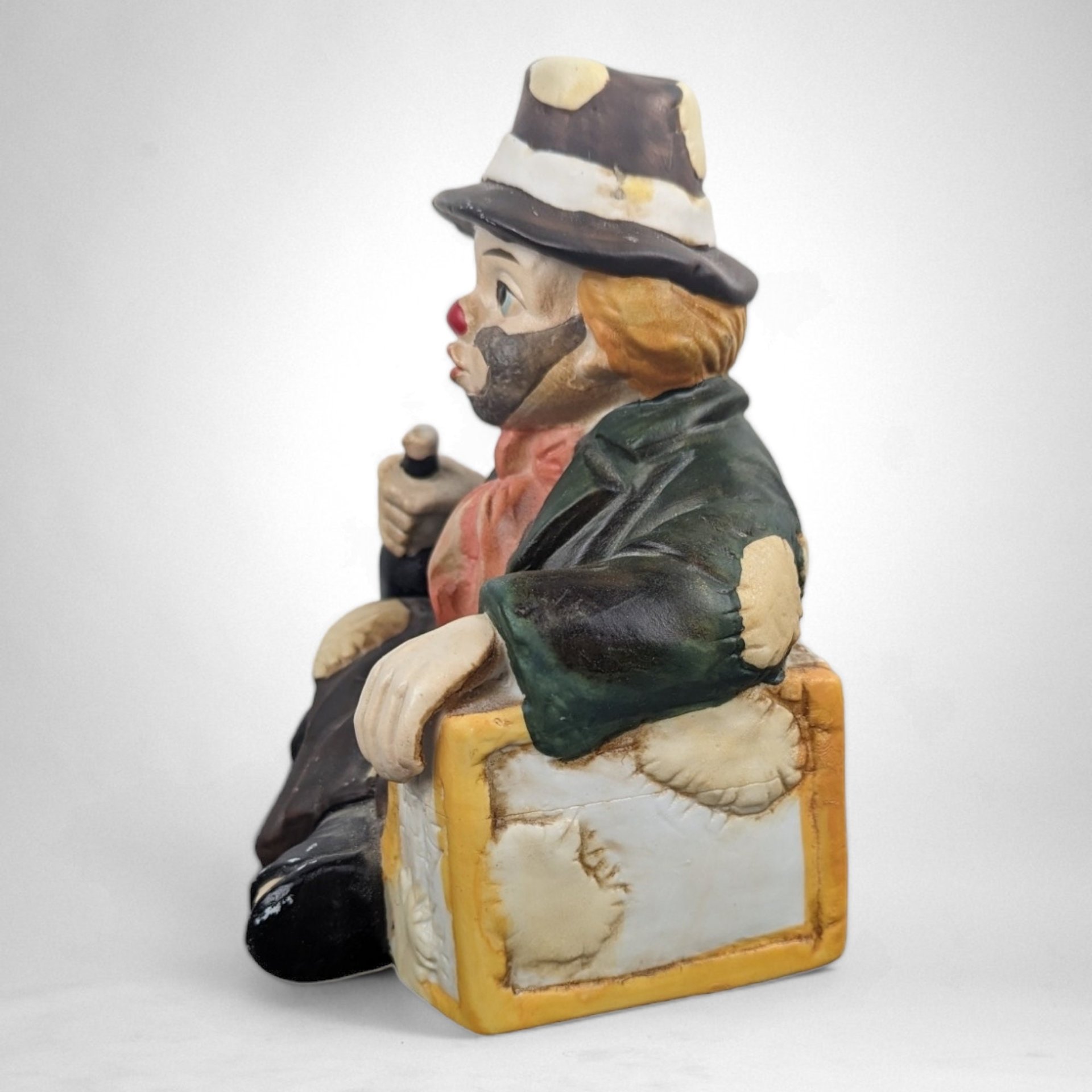 Vintage Hobo Clown Ceramic Music Box