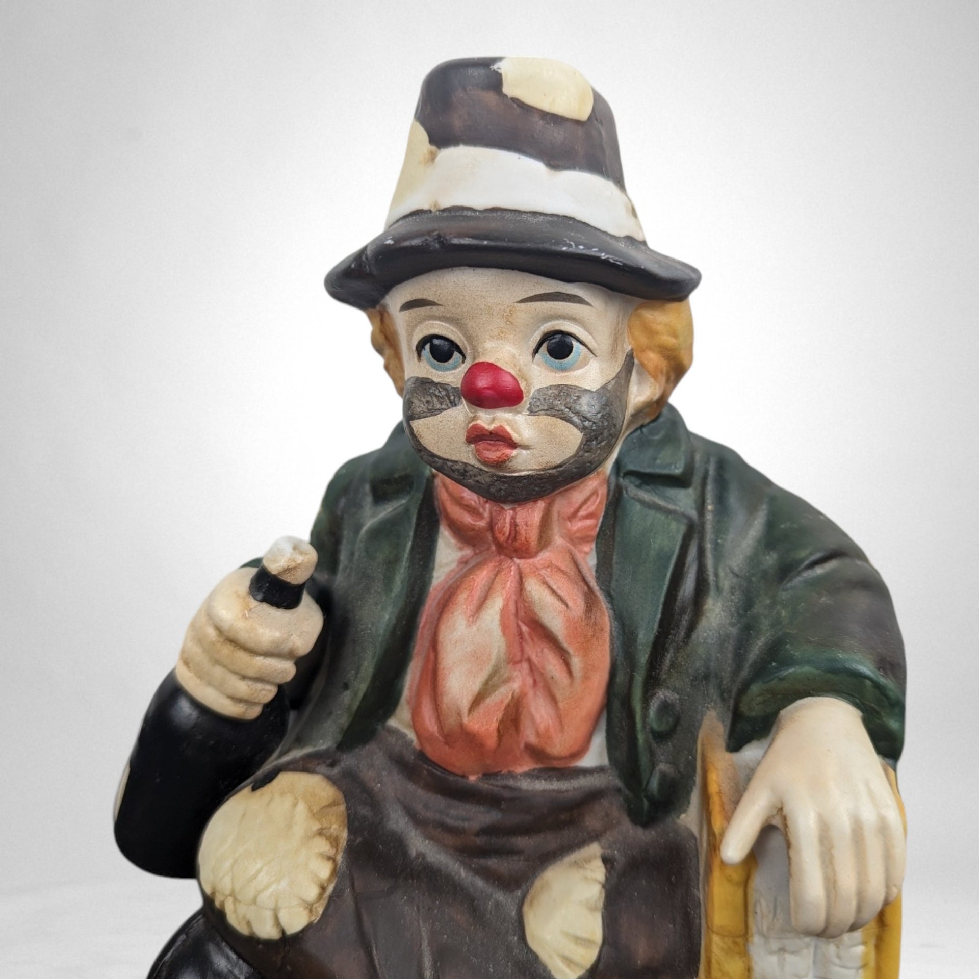 Vintage Hobo Clown Ceramic Music Box