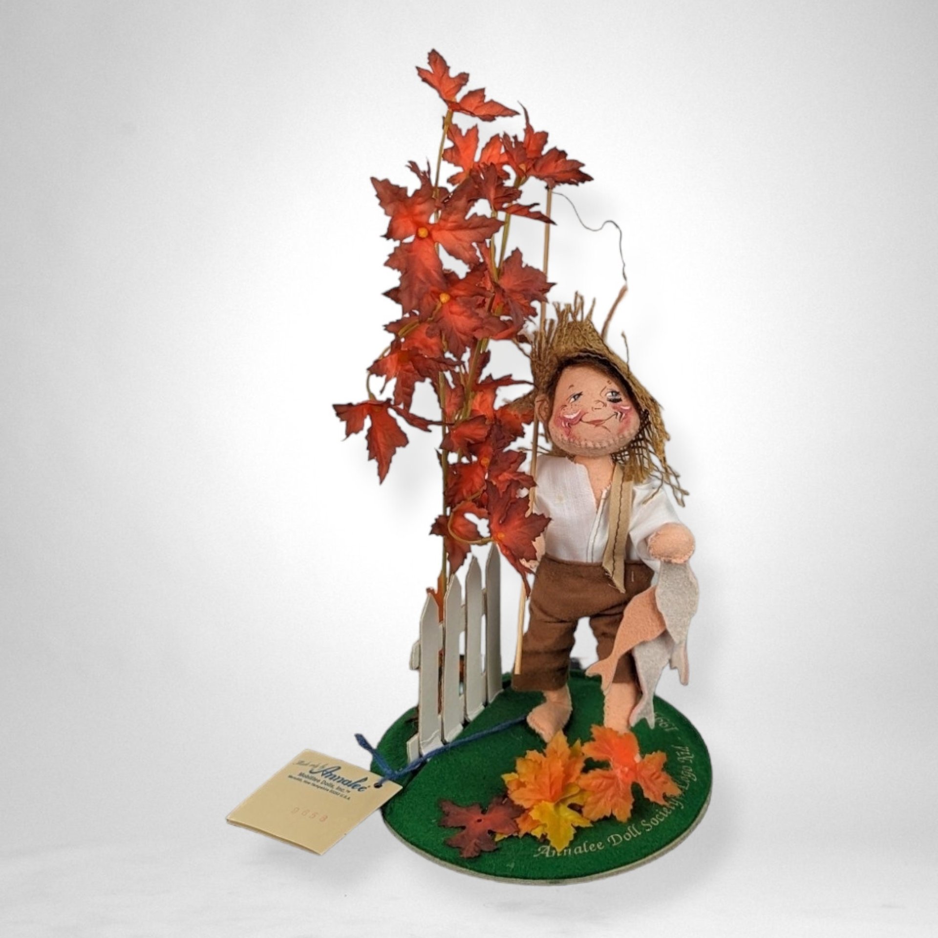 Vintage 1995 Annalee Doll Society Logo Kid "Going Fishing", 11" Figurine, Collectible Doll, No Box