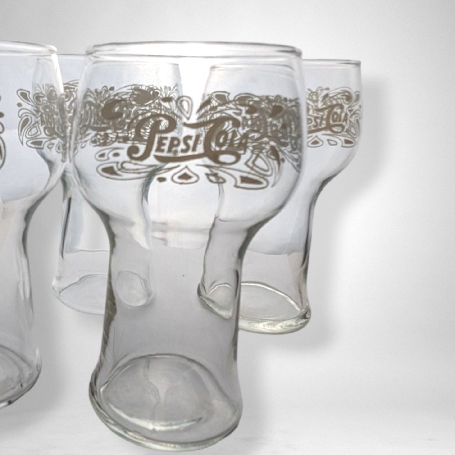 Classic Set of 4 Vintage Pepsi Cola Glasses for Nostalgic Refreshment