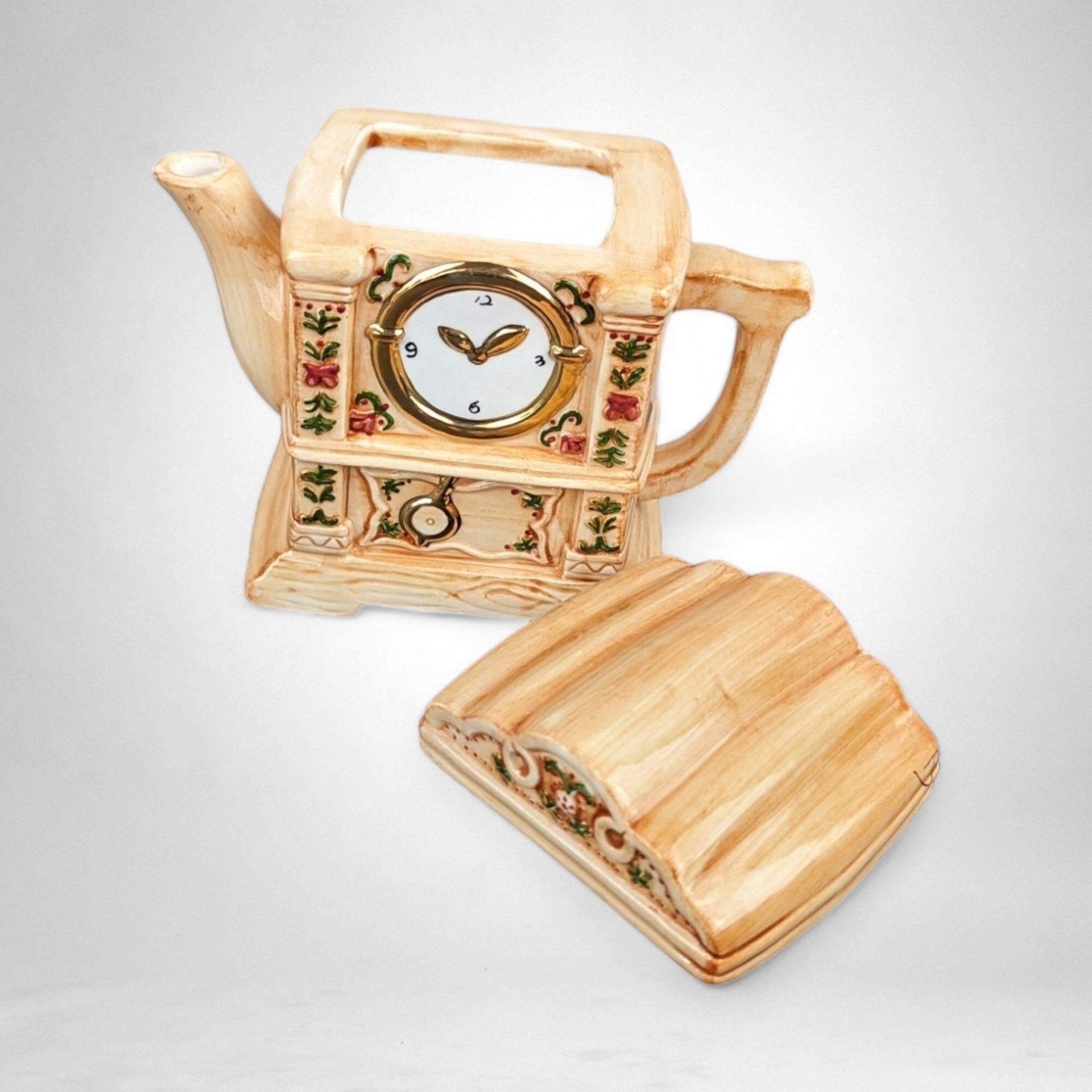 Vintage Ganz Tea For One Ceramic Clock Teapot | Whimsical Kitchen Decor | Unique Gift for Tea Lovers