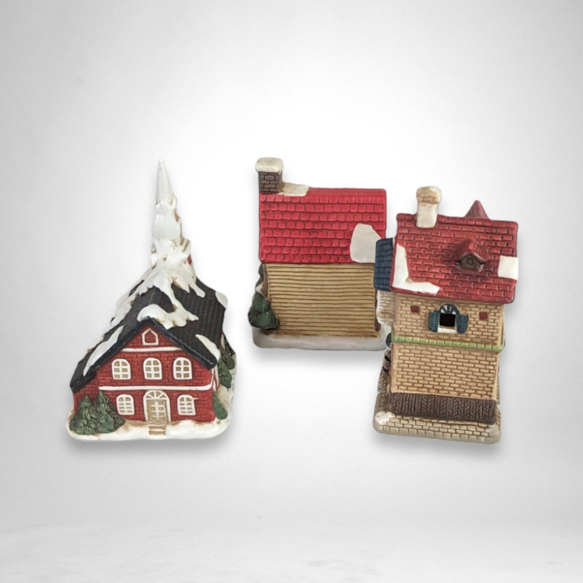 1990s Lillian Vernon Christmas Village: Set of 3 Festive Collectible Pieces