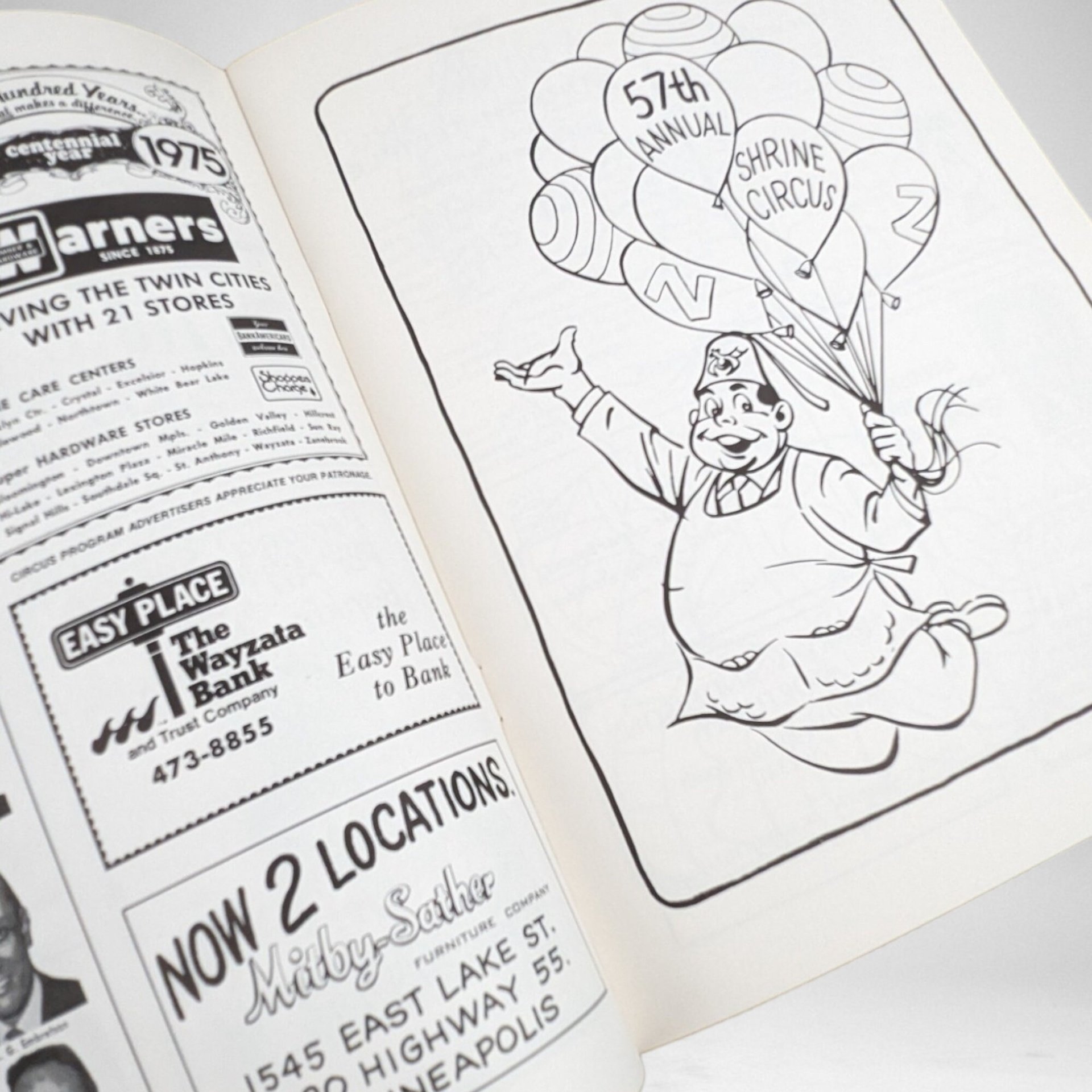 1975 57th Minneapolis Shrine Circus Program and Coloring Book: Vintage Collectibles