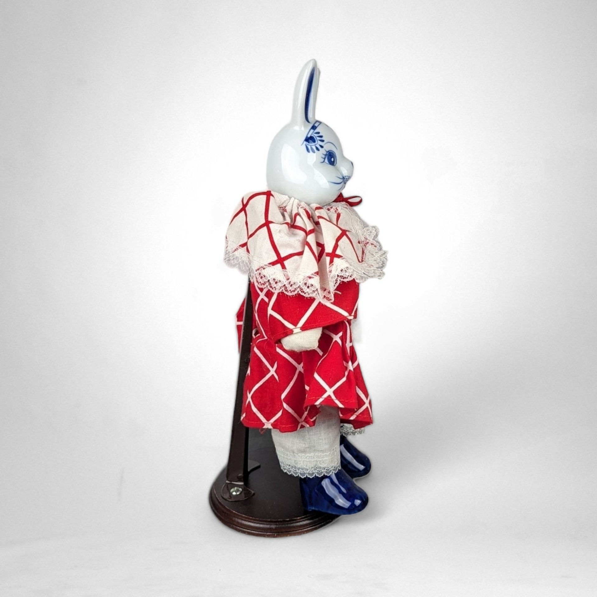 Vintage Unique Blue and White Rabbit 12" Porcelain Doll