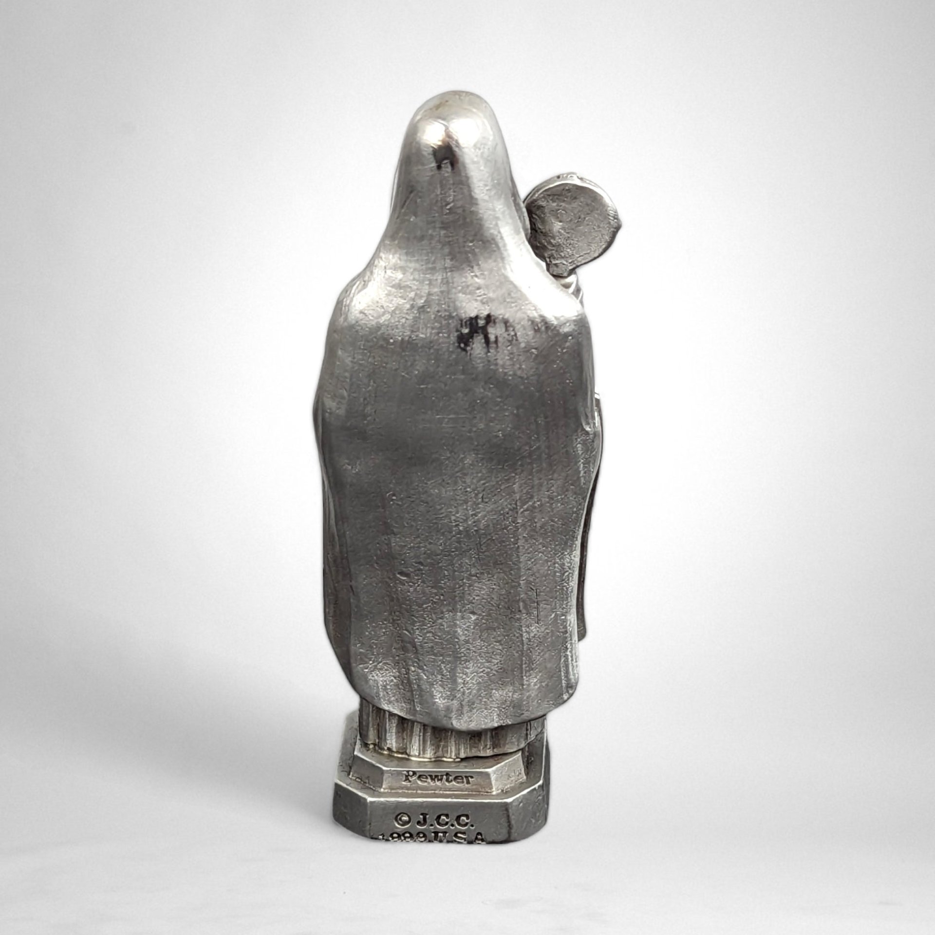 Vintage Saint Clare Pewter Figurine with Inspirational Prayer