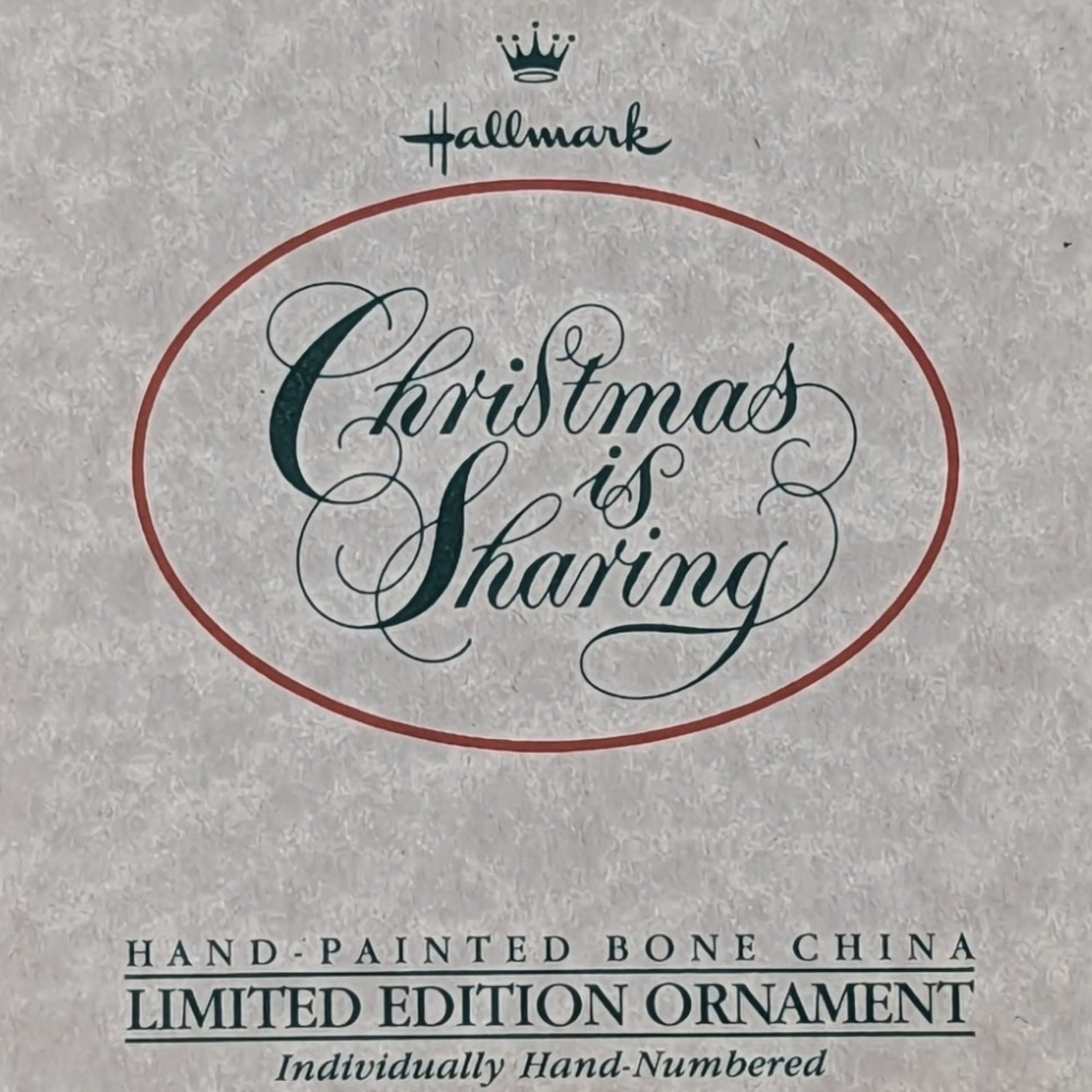 1988 Hallmark 'Christmas is Sharing' Ceramic Ornament