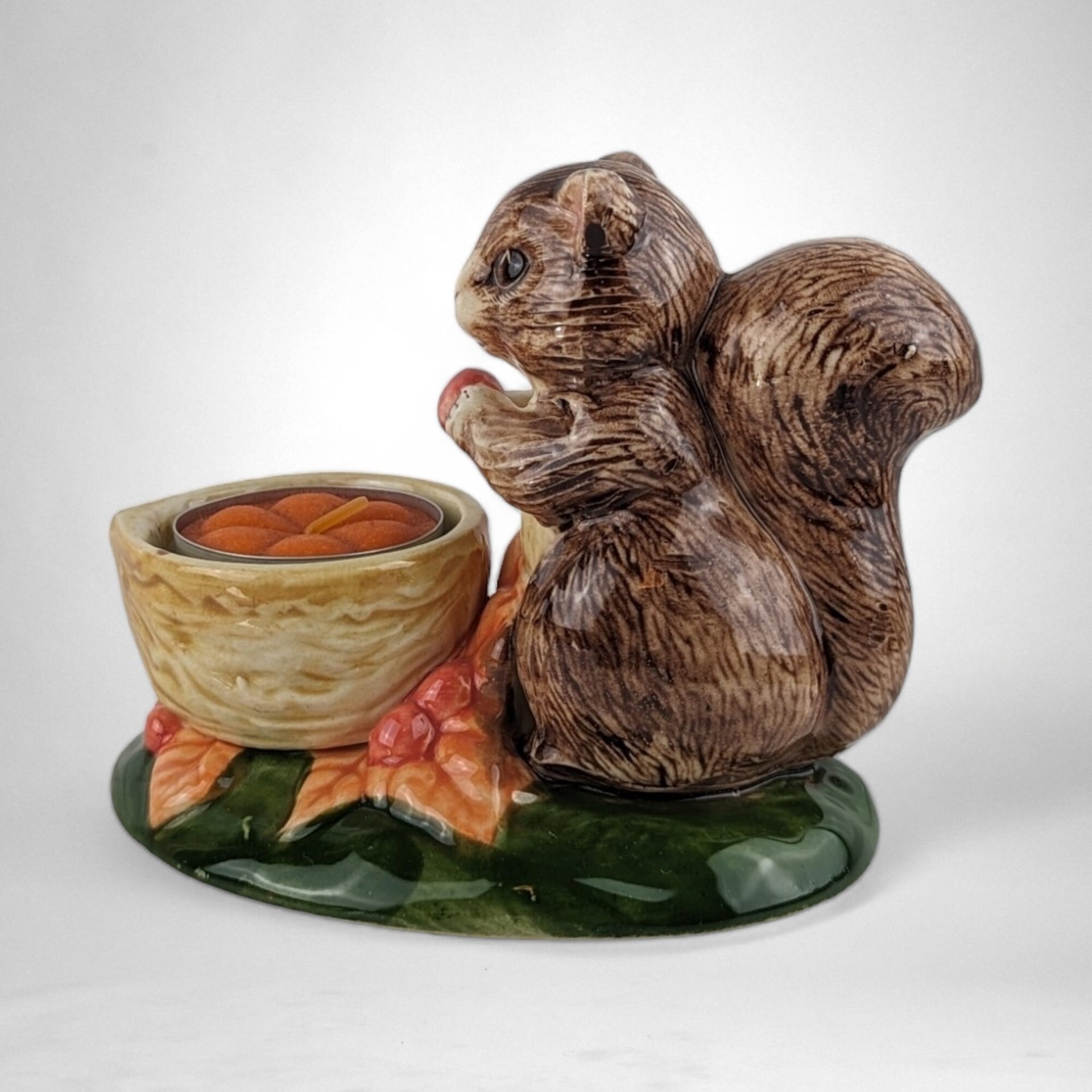Vintage Ceramic Squirrel Tea Light Candle Holder | Woodland Animal Decor | Fall Home Decor |  Nature Inspired Gift