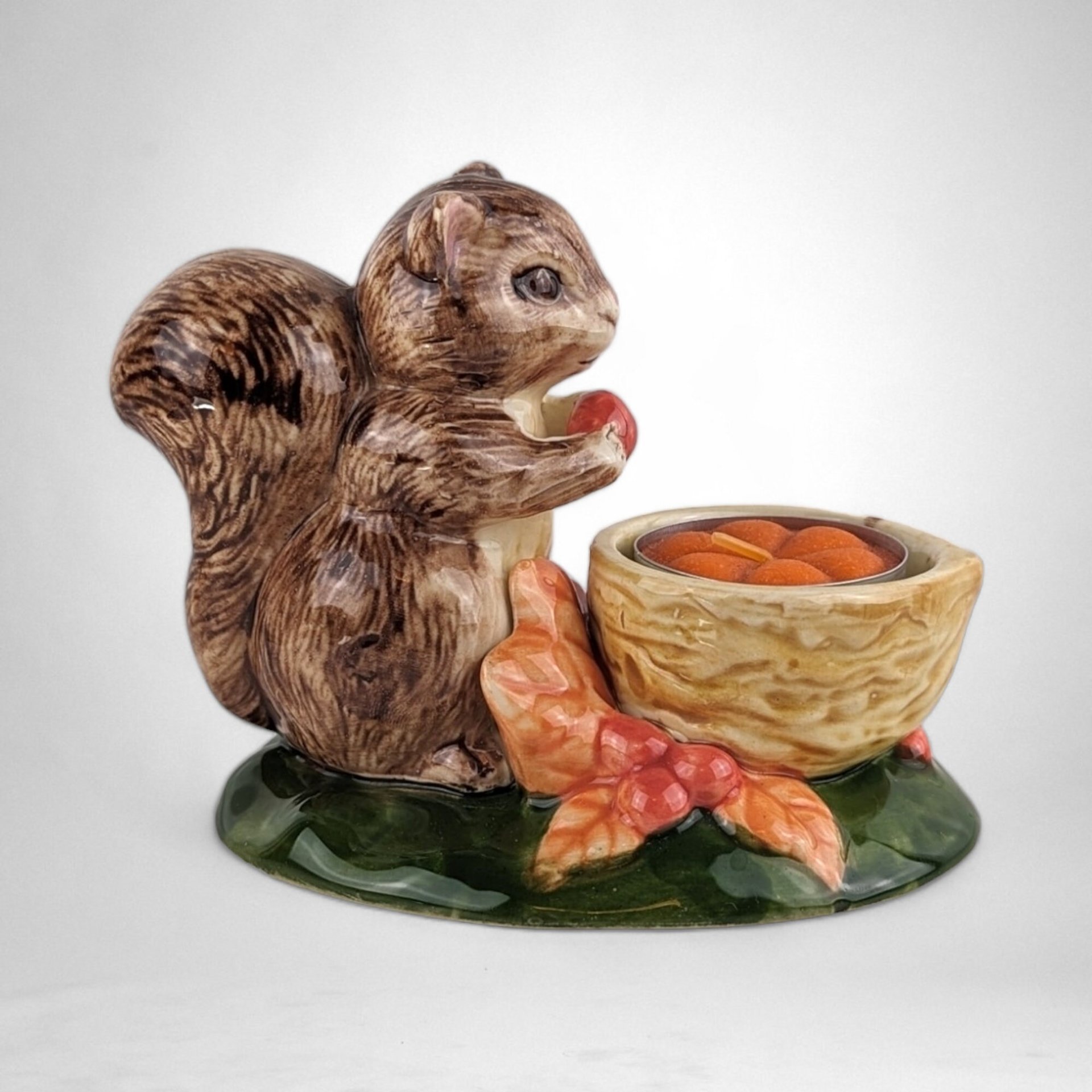 Vintage Ceramic Squirrel Tea Light Candle Holder | Woodland Animal Decor | Fall Home Decor |  Nature Inspired Gift