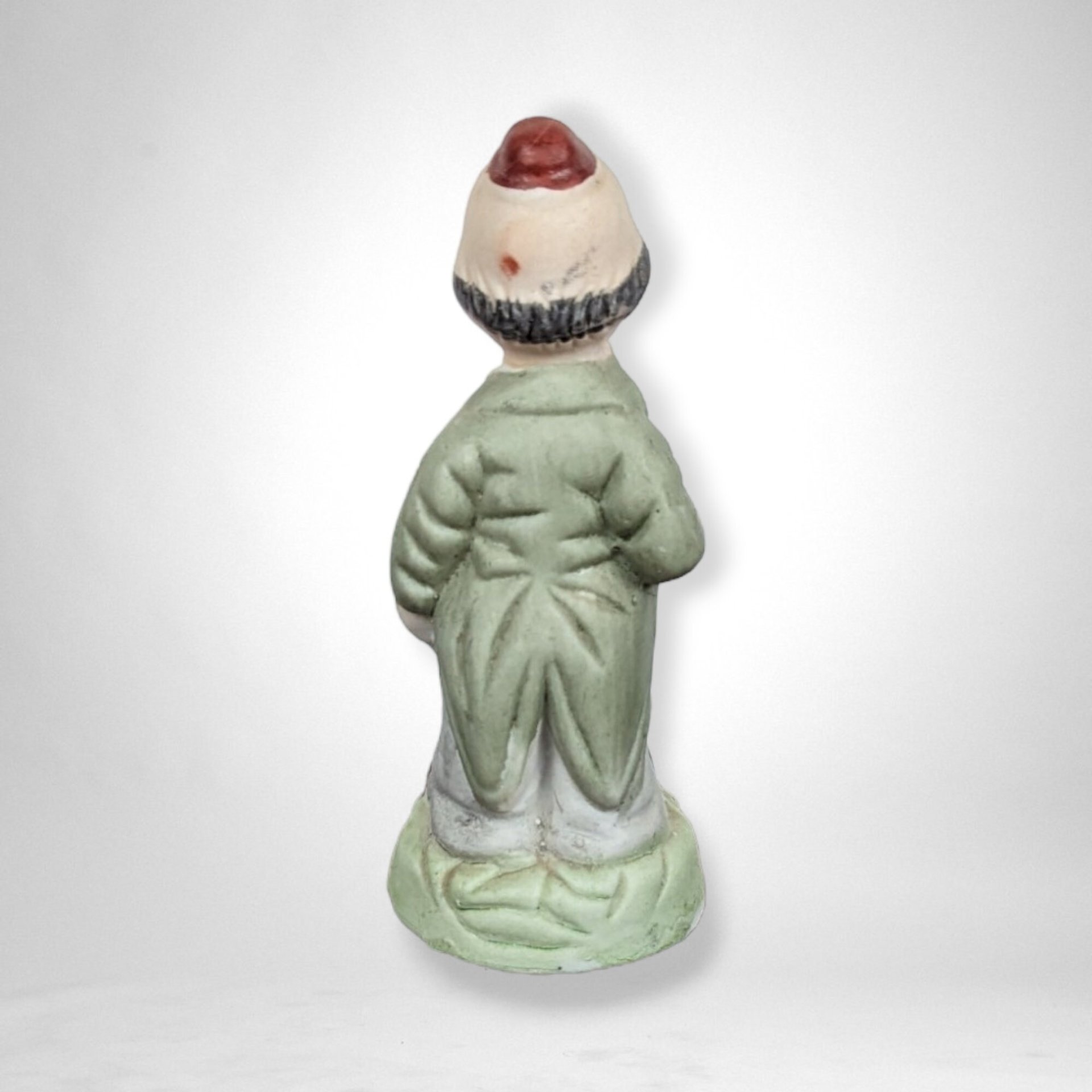Vintage Ceramic Hobo Clown Figurine with Bat: Whimsical Collectible