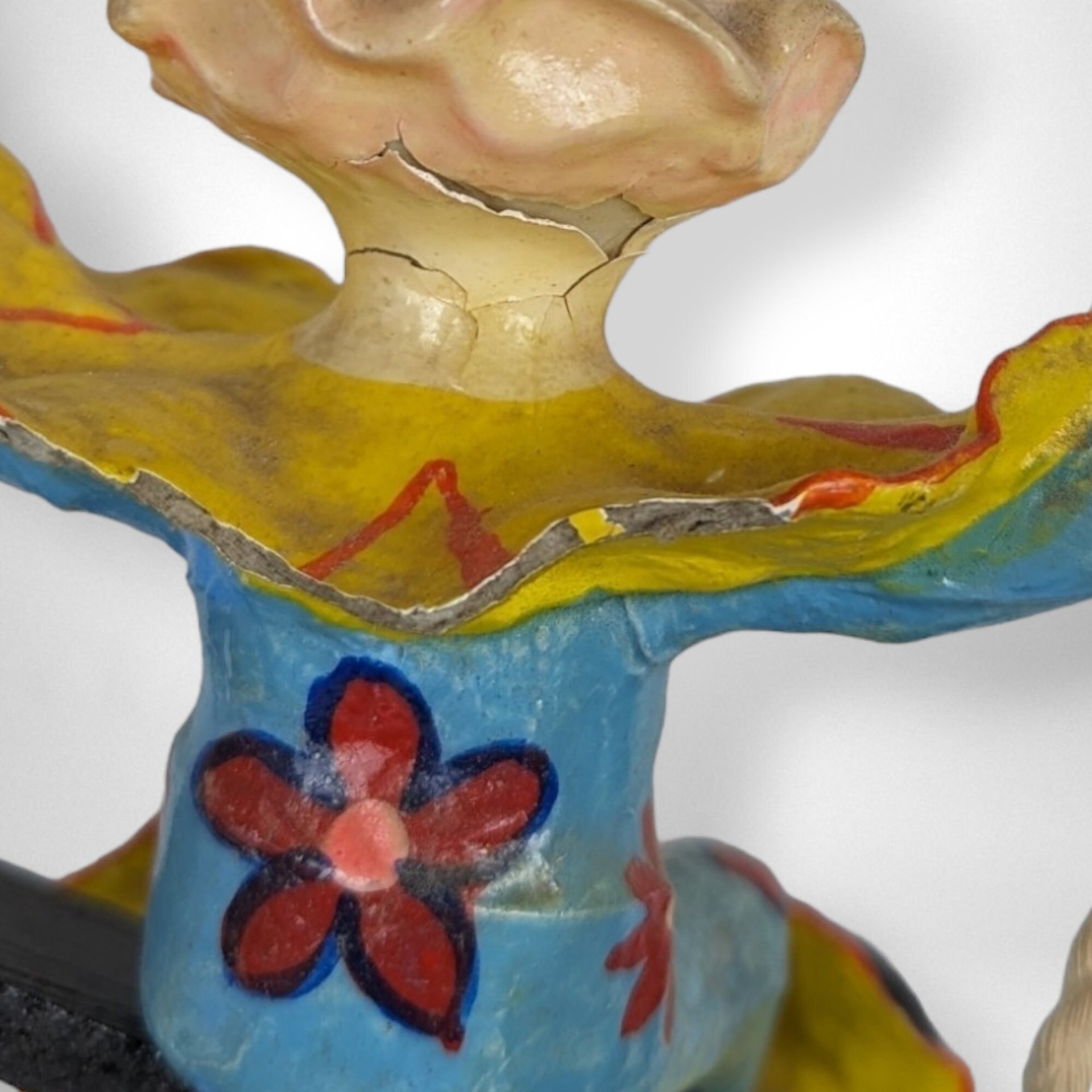 Vintage Paper Mache Clown on Swing Collectible