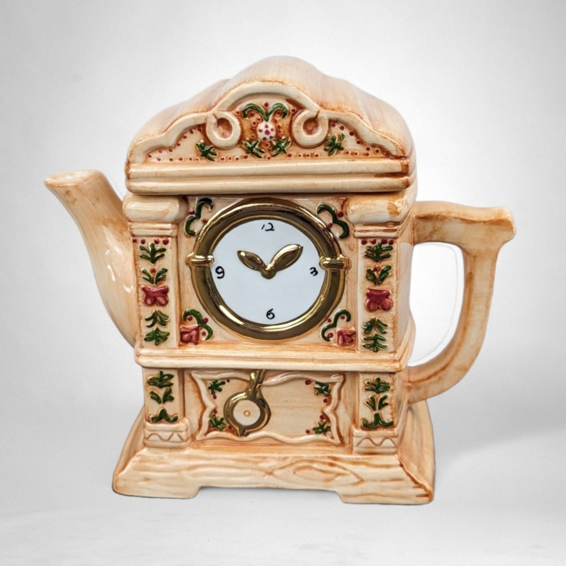 Vintage Ganz Tea For One Ceramic Clock Teapot | Whimsical Kitchen Decor | Unique Gift for Tea Lovers