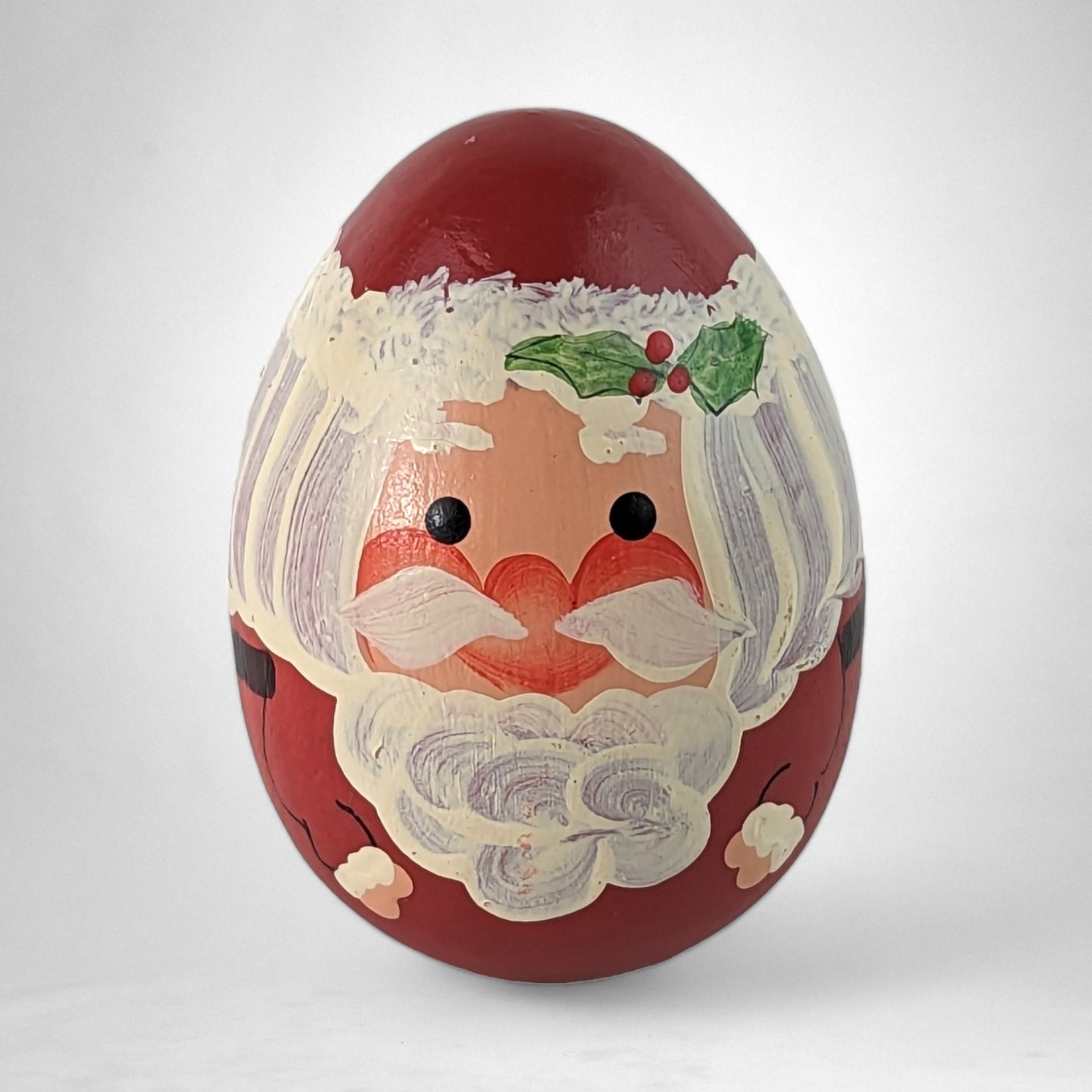 Handpainted Wooden Santa Claus Egg: Charming Holiday Decor