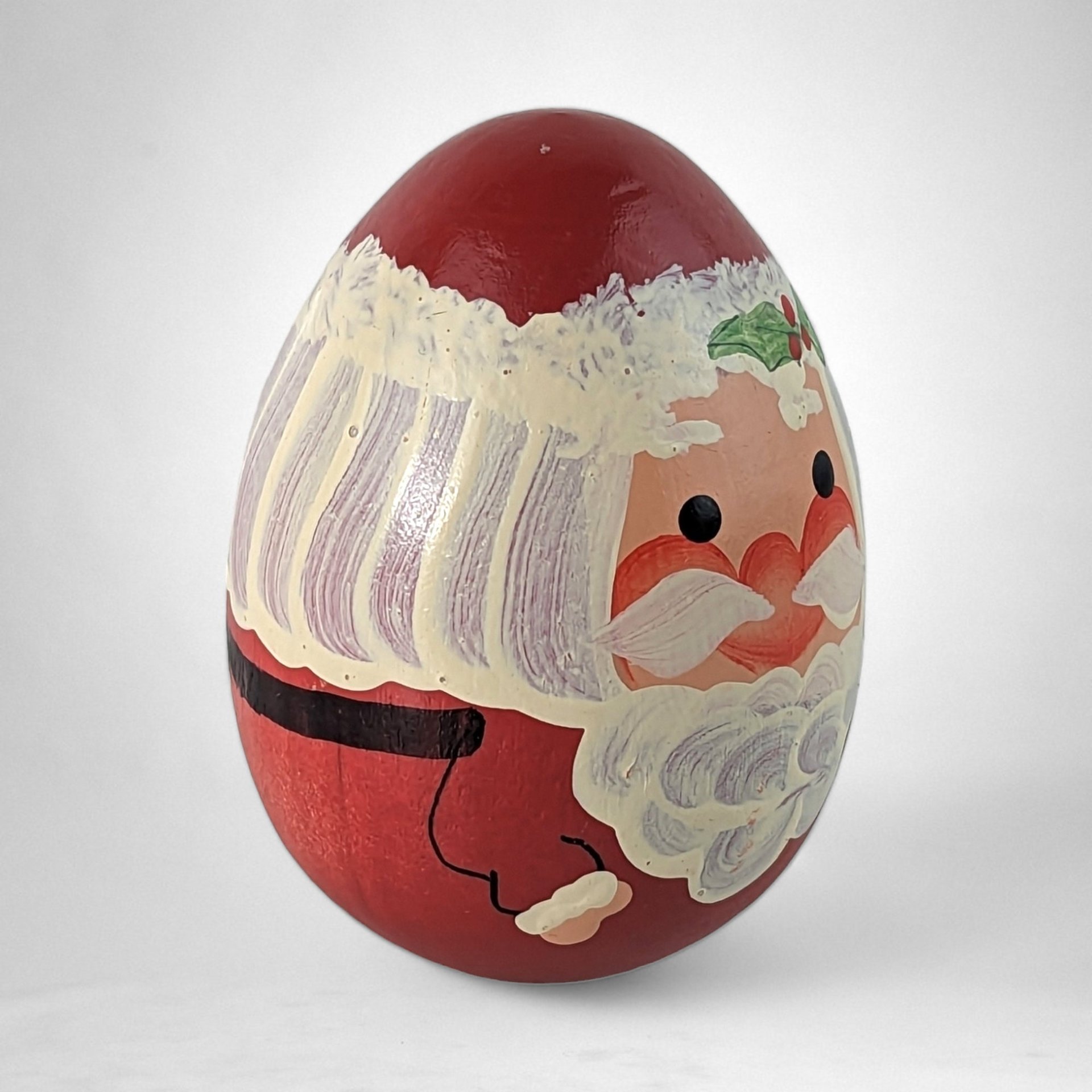 Handpainted Wooden Santa Claus Egg: Charming Holiday Decor