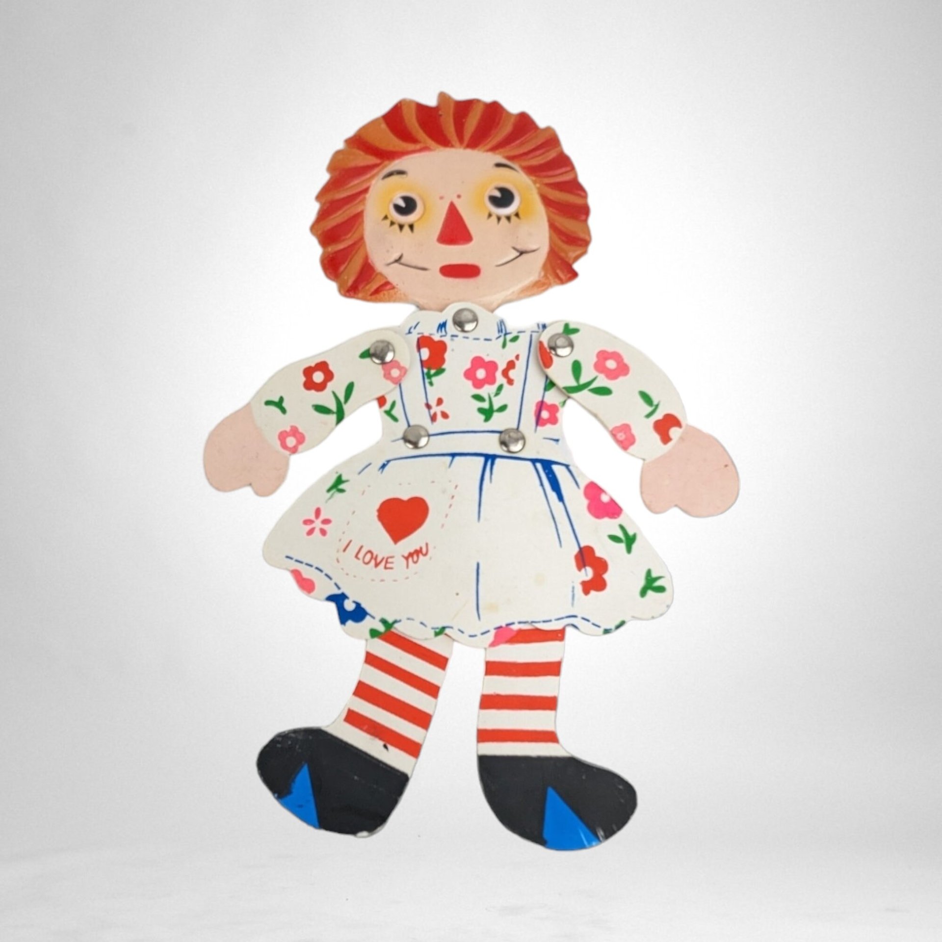 Vintage Raggedy Ann and Andy Flat Jointed Decor Pieces | Wall Hanging Raggedy Ann and Andy | Collectible Raggedy Ann and Andy Figures