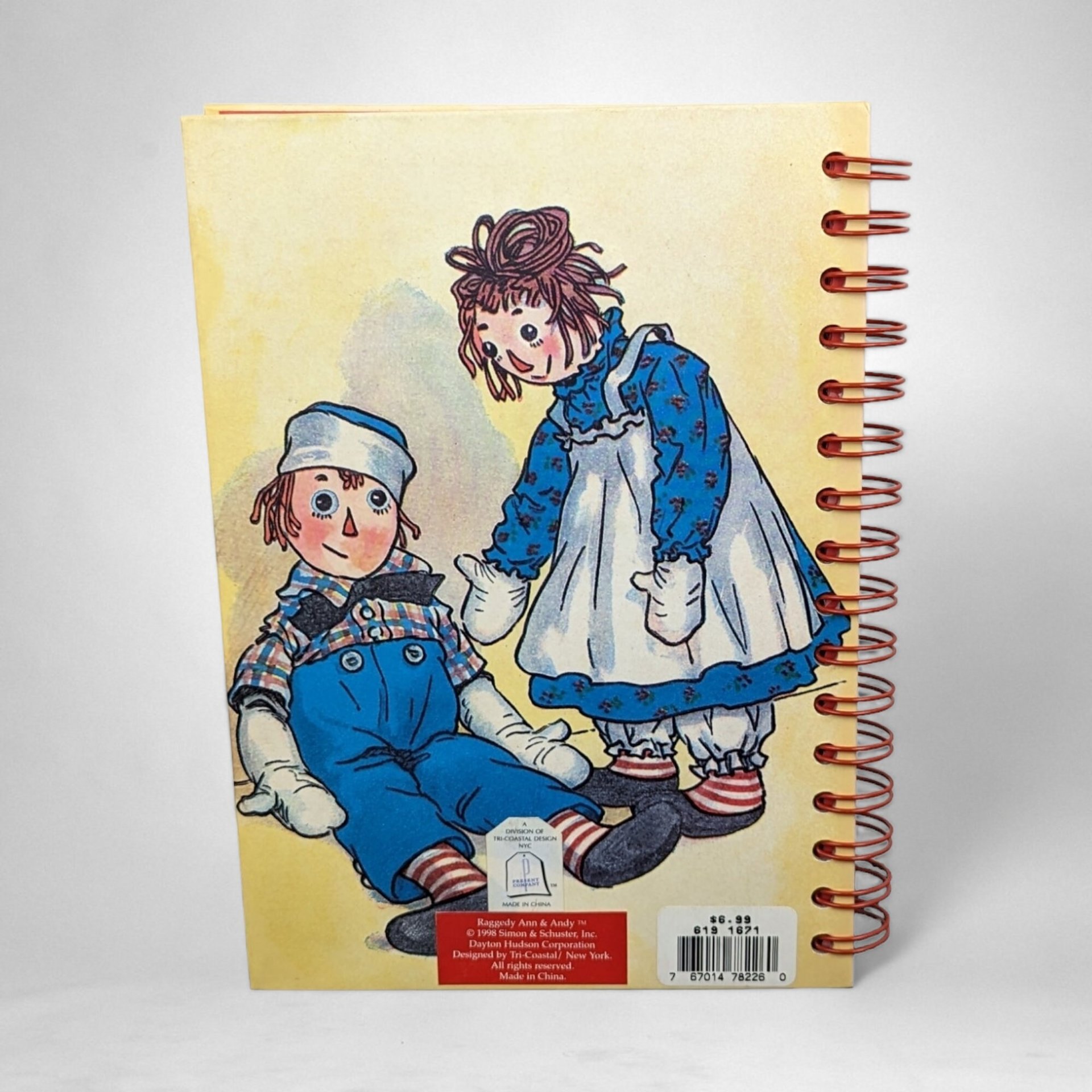 Vintage 1998 Raggedy Ann and Andy Christmas List Address Book, Spiral Bound, Holiday Planner, Gift for Collector, Nostalgia