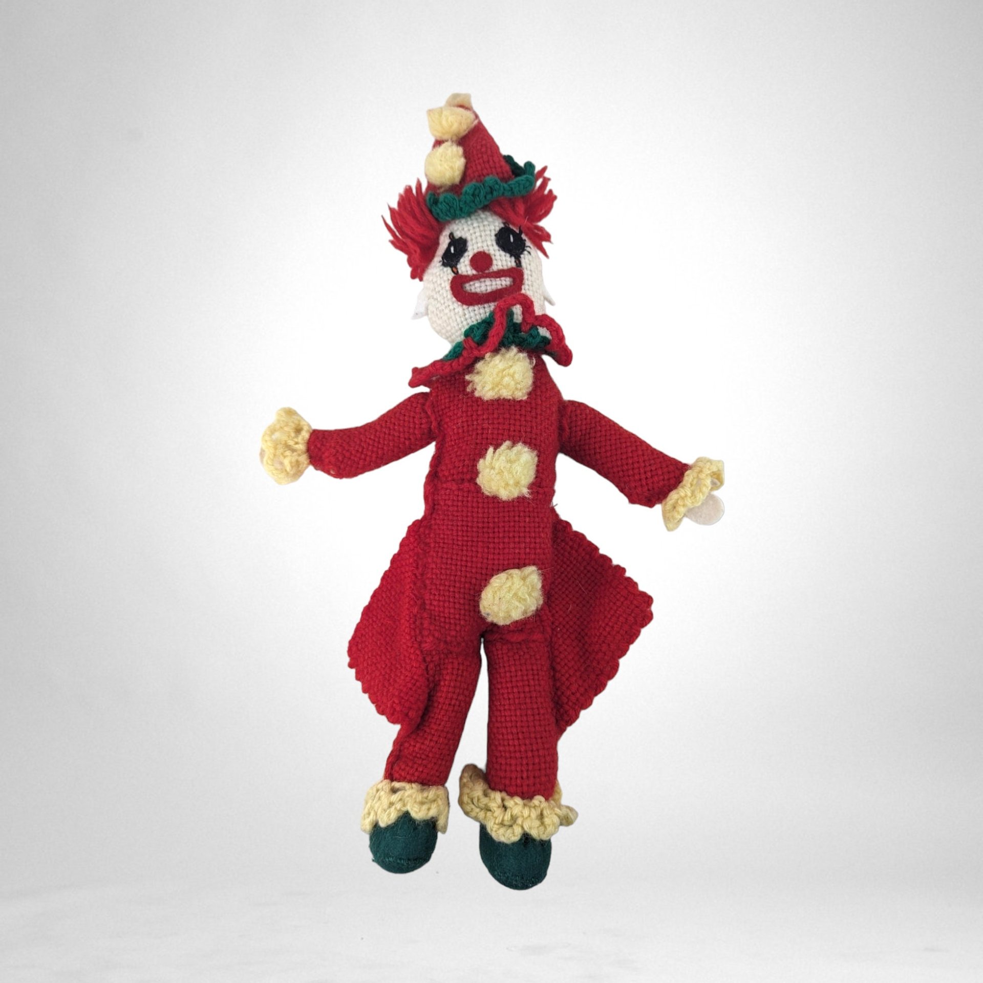 Vintage Handmade Crochet Clown Doll: Classic Collectible