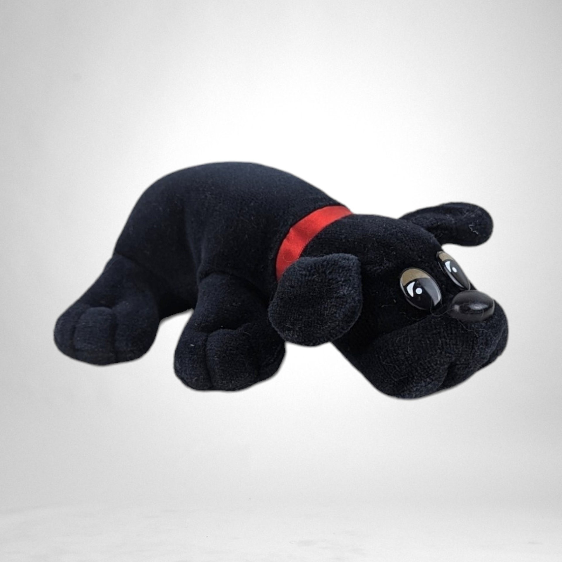 Vintage Tonka Pound Puppies Black Dog with Red Collar Plush: Classic Stuffed Animal
