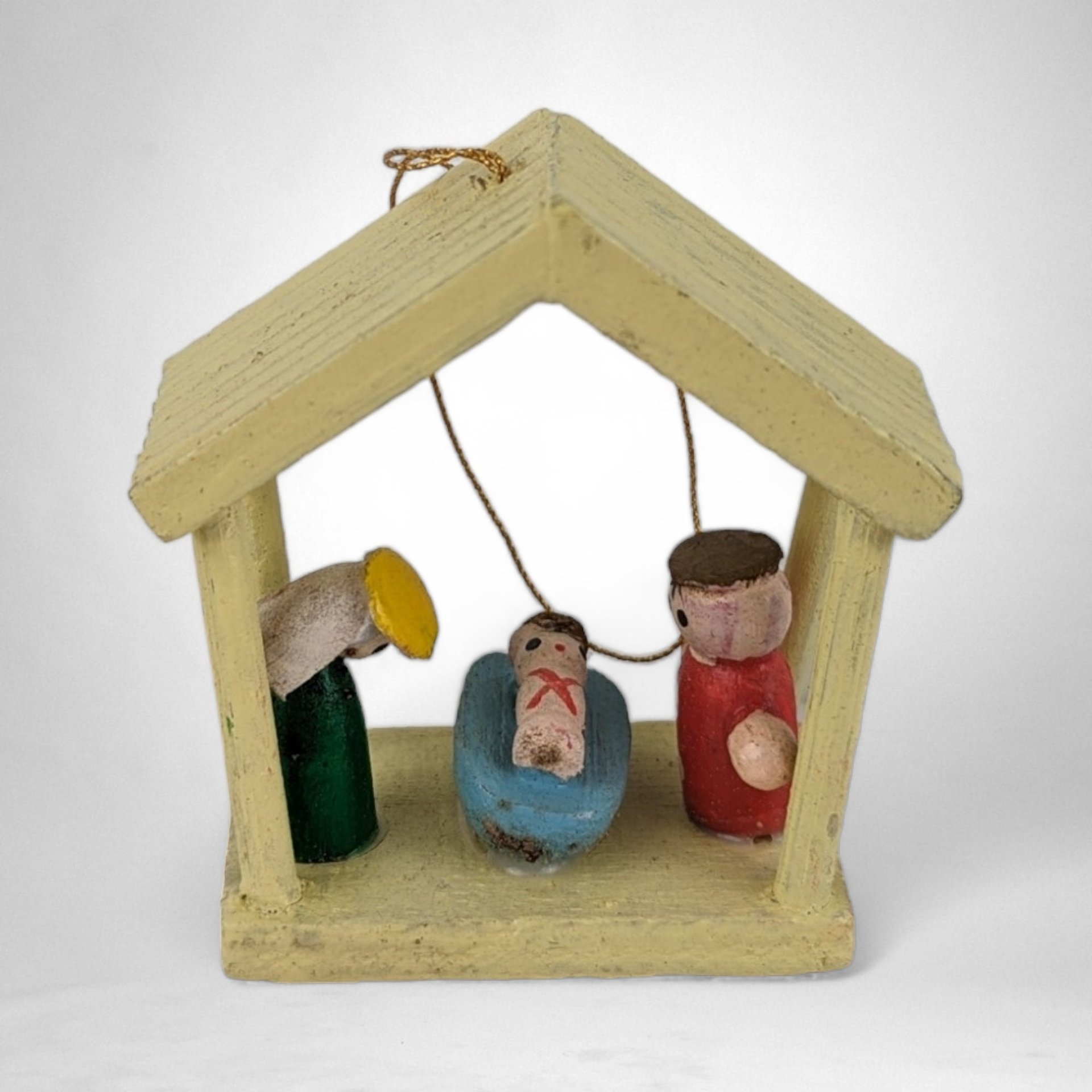 Lot of 7 Vintage Wooden Christmas Ornaments: Rustic Holiday Charm
