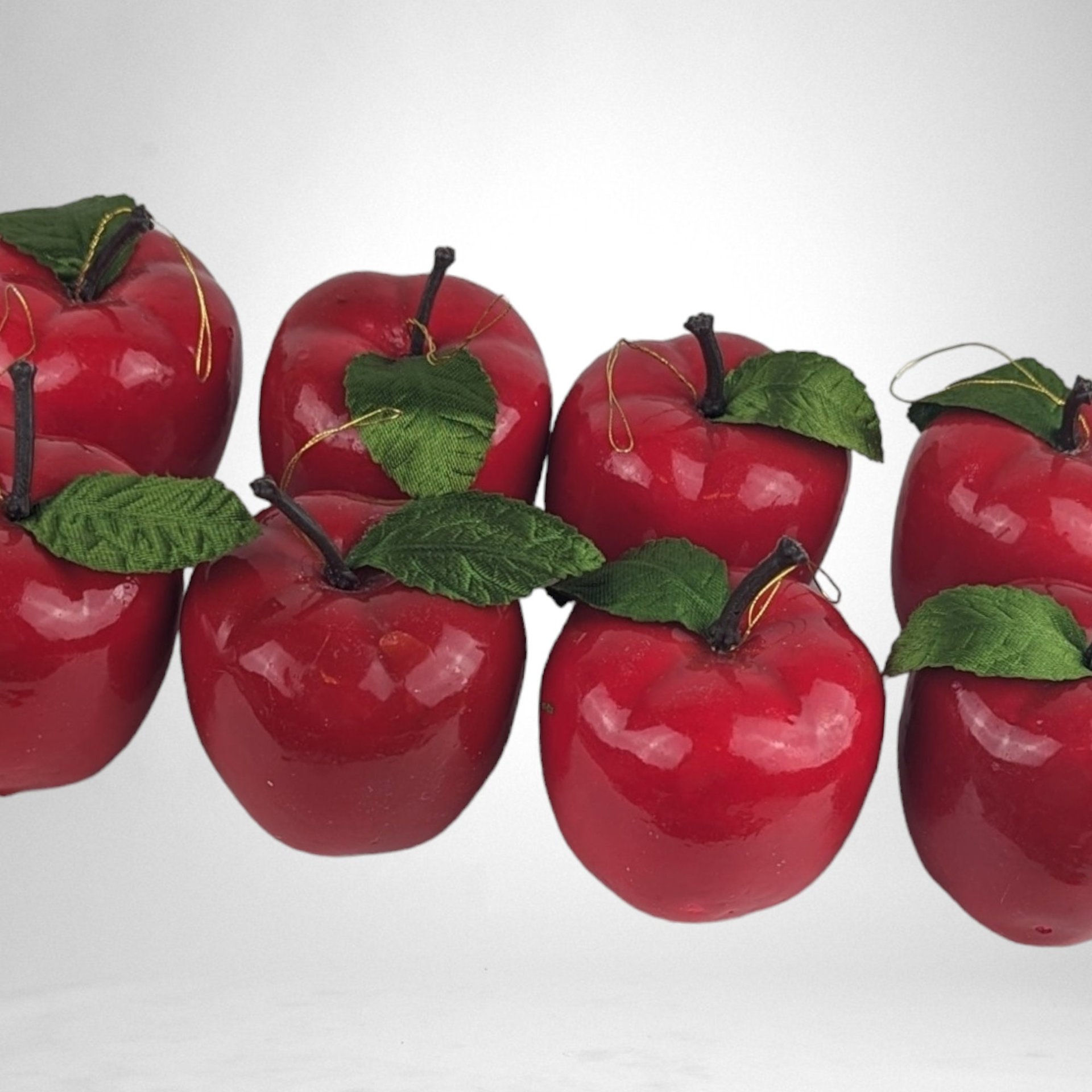 Set of 8 Vintage Apple Ornaments - Timeless Elegance for Classic Holiday Decor