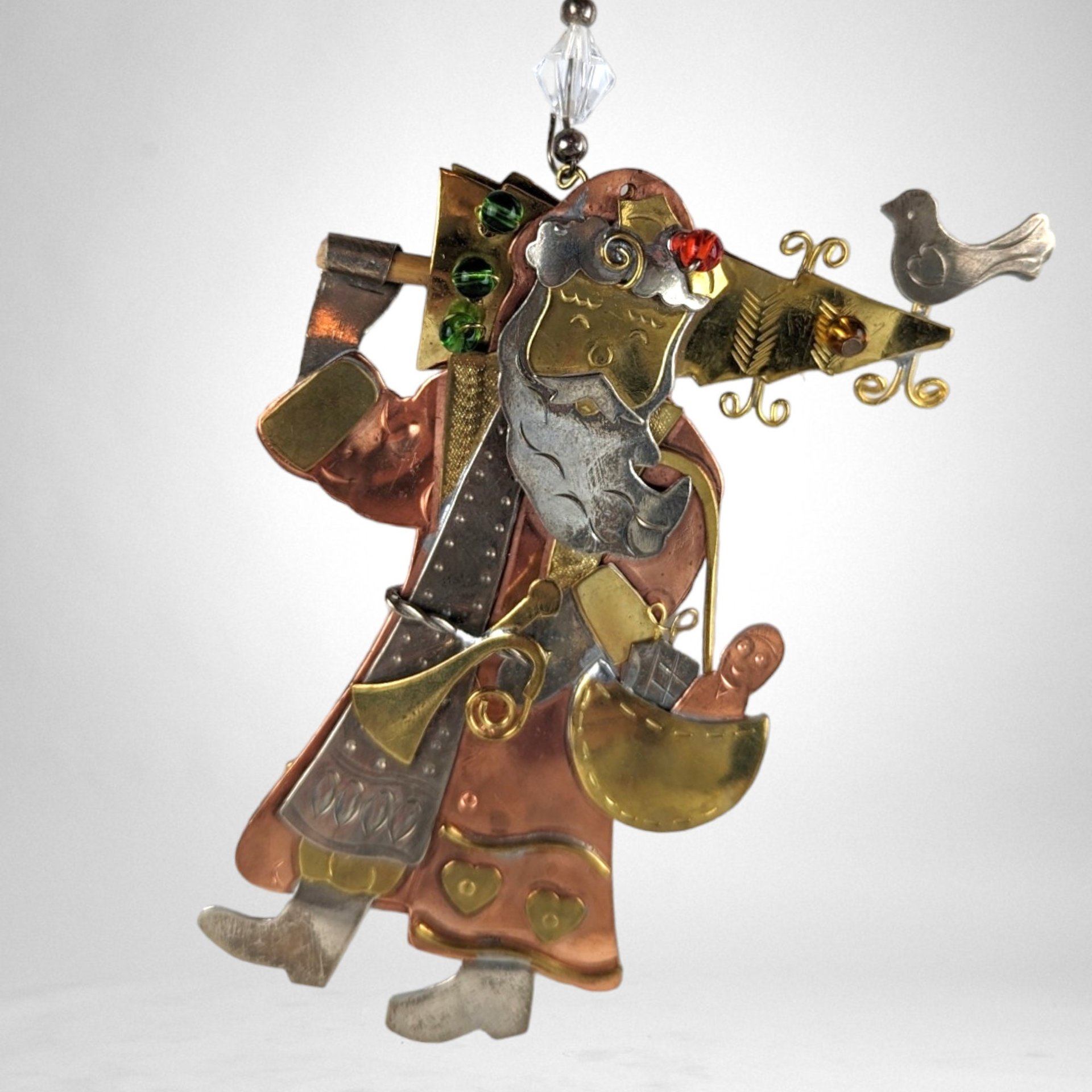 Vintage Mixed Metal Santa Claus Ornament - Timeless Holiday Charm