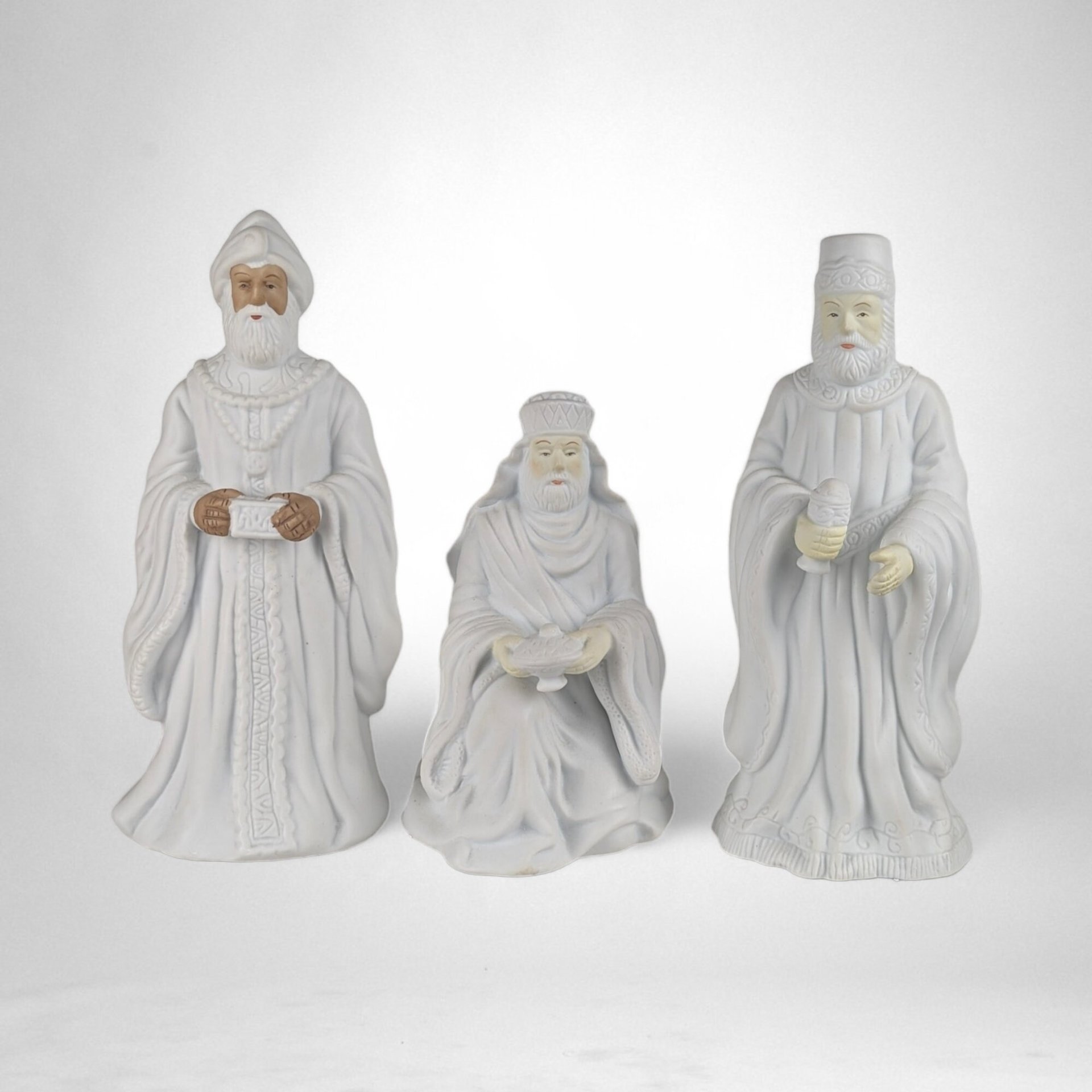1995 House of Lloyd Three Kings Figurines, Christmas Around the World Collection, Porcelain Wise Men, Holiday Decor