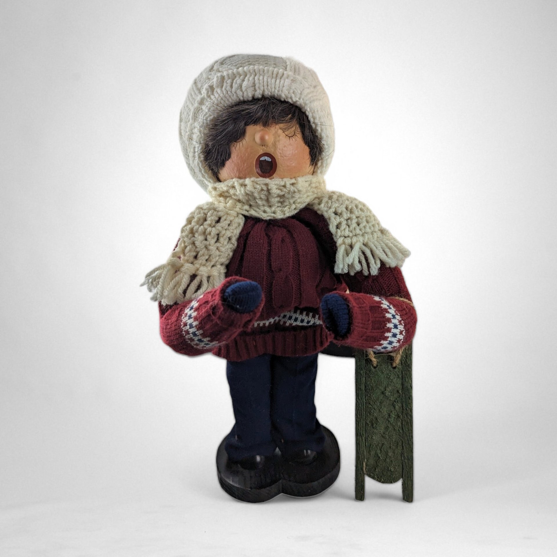 Pair of Handmade 19" Dolls Unlimited Carolers: Charming Artistry for Festive Decor