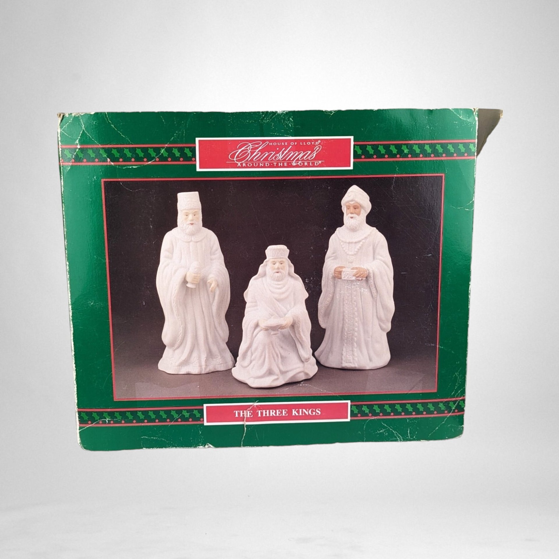 1995 House of Lloyd Three Kings Figurines, Christmas Around the World Collection, Porcelain Wise Men, Holiday Decor